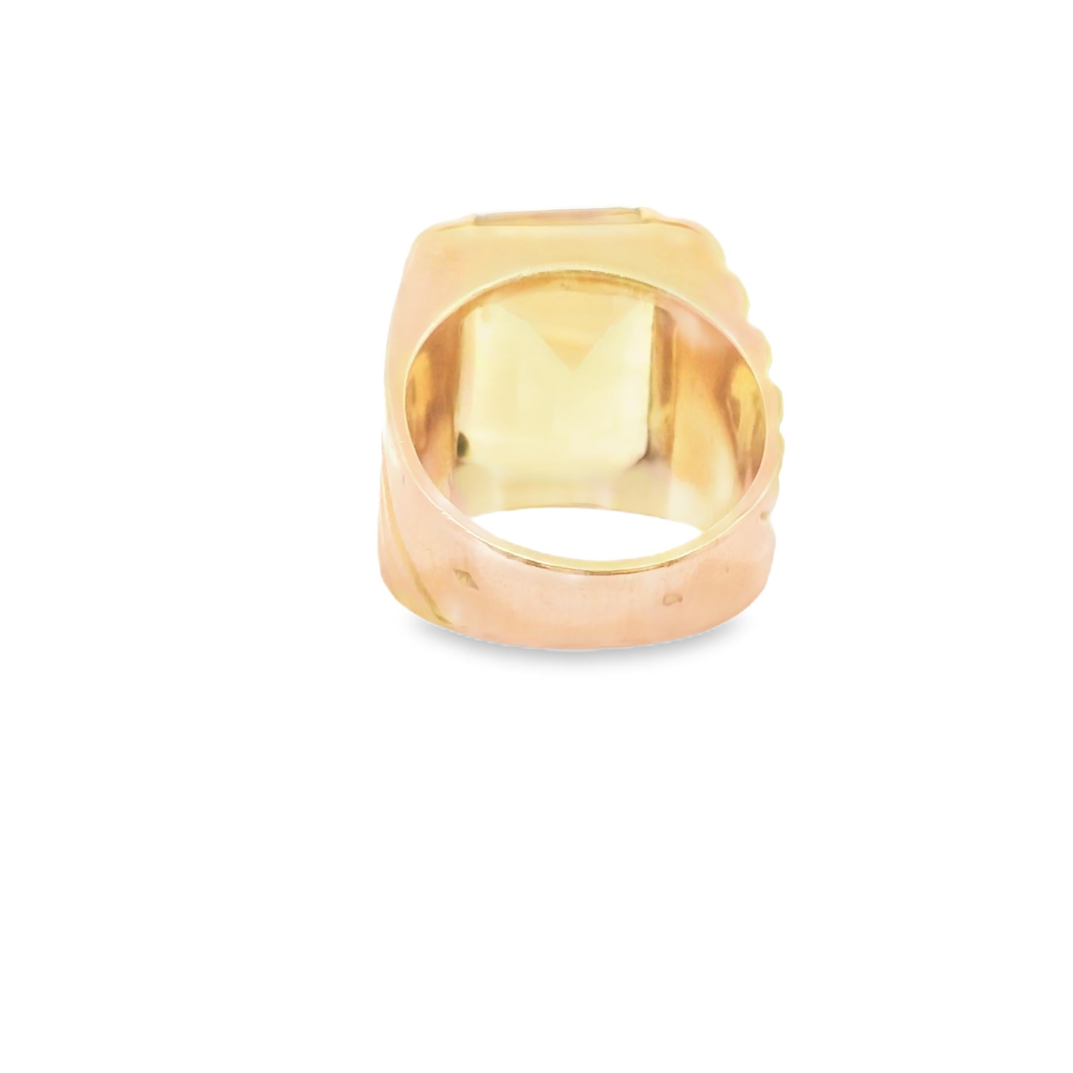 French 1950s Emerald-Cut Citrine Ring in 18k Gold