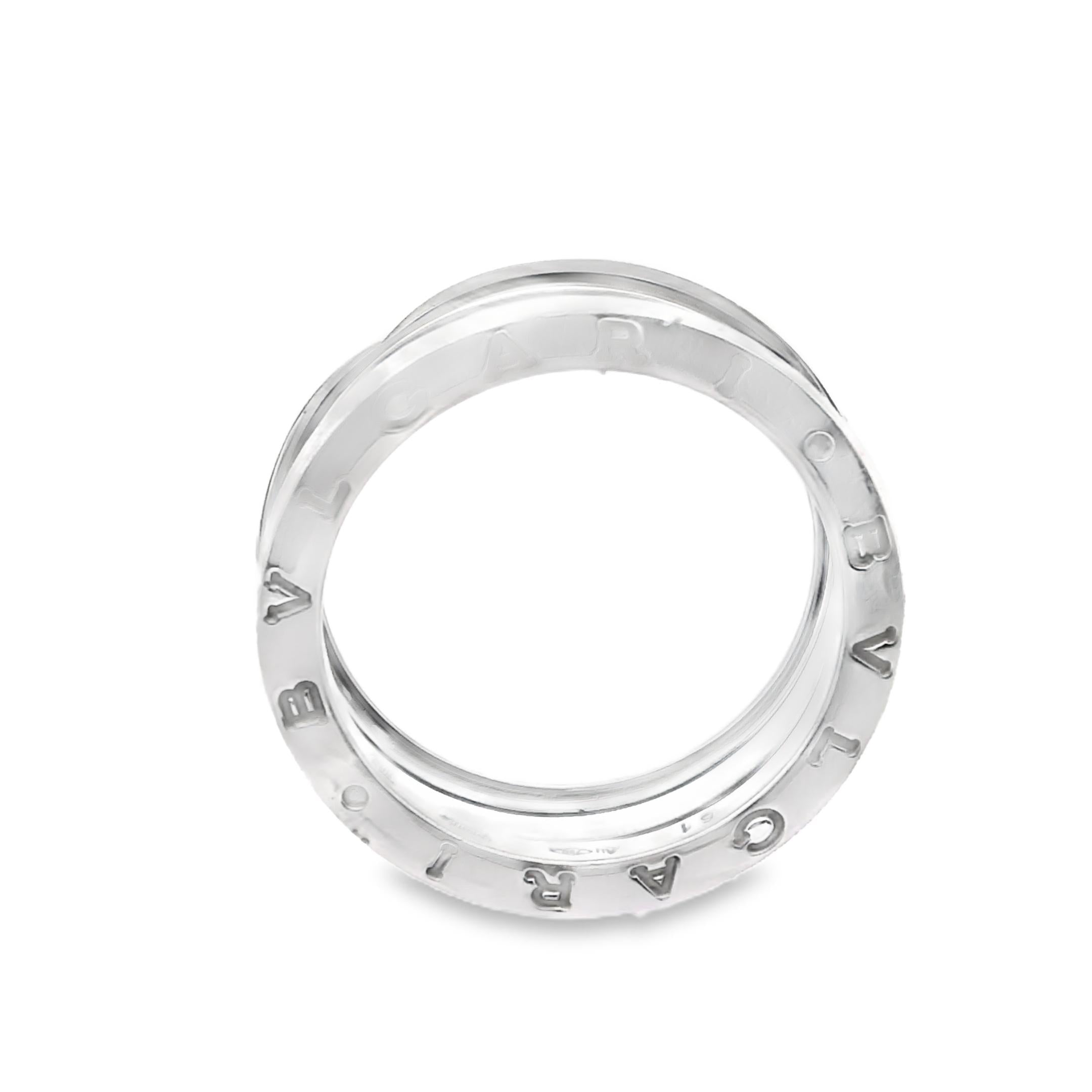 18K White Gold Bulgari B Zero 1 Ring Size 61 - 10.68grs