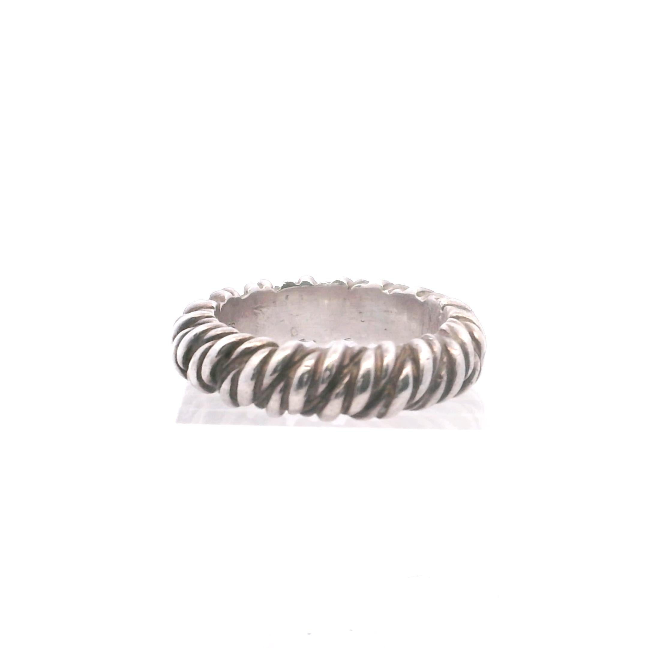 Vintage Hermes Twisted Silver Band Ring