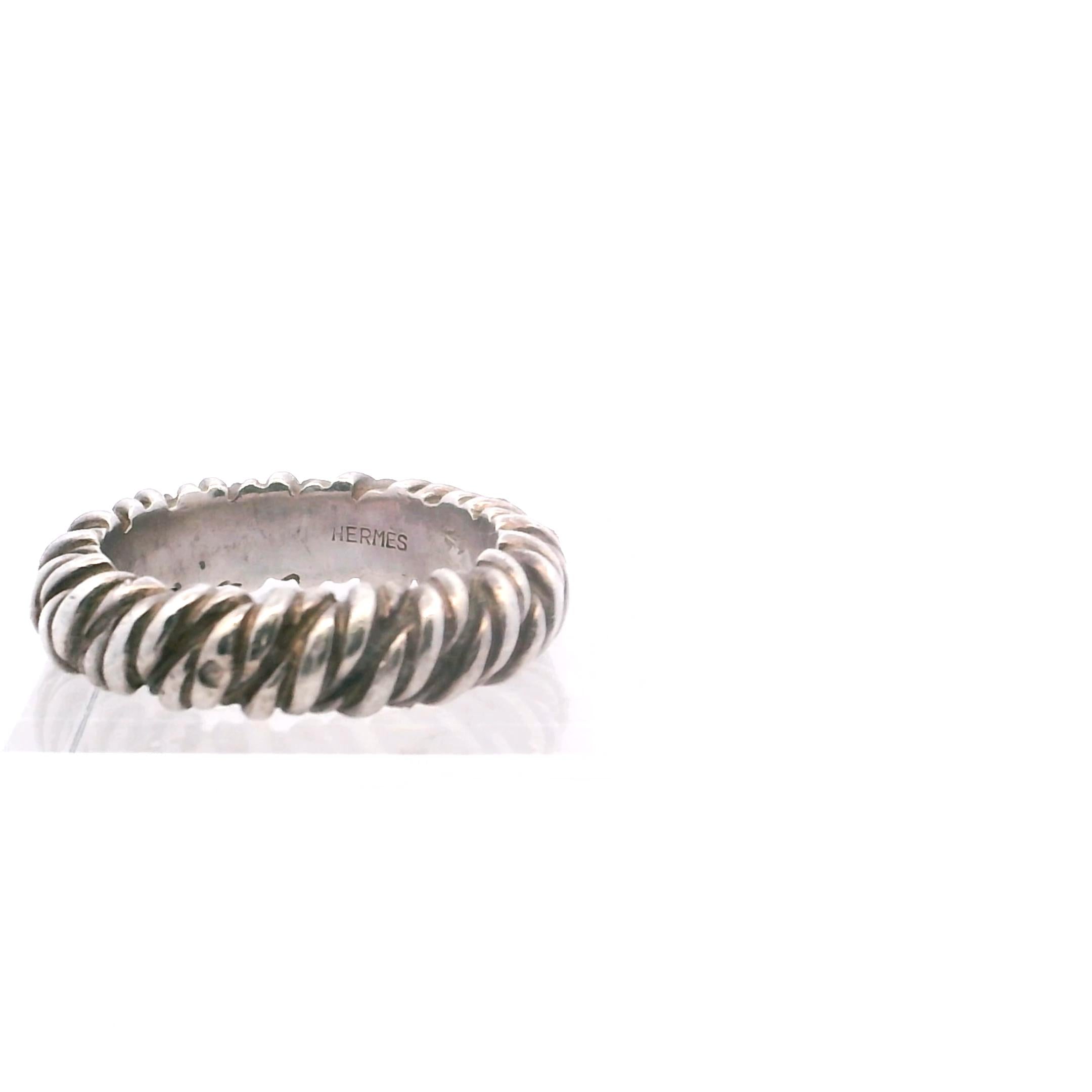 Vintage Hermes Twisted Silver Band Ring