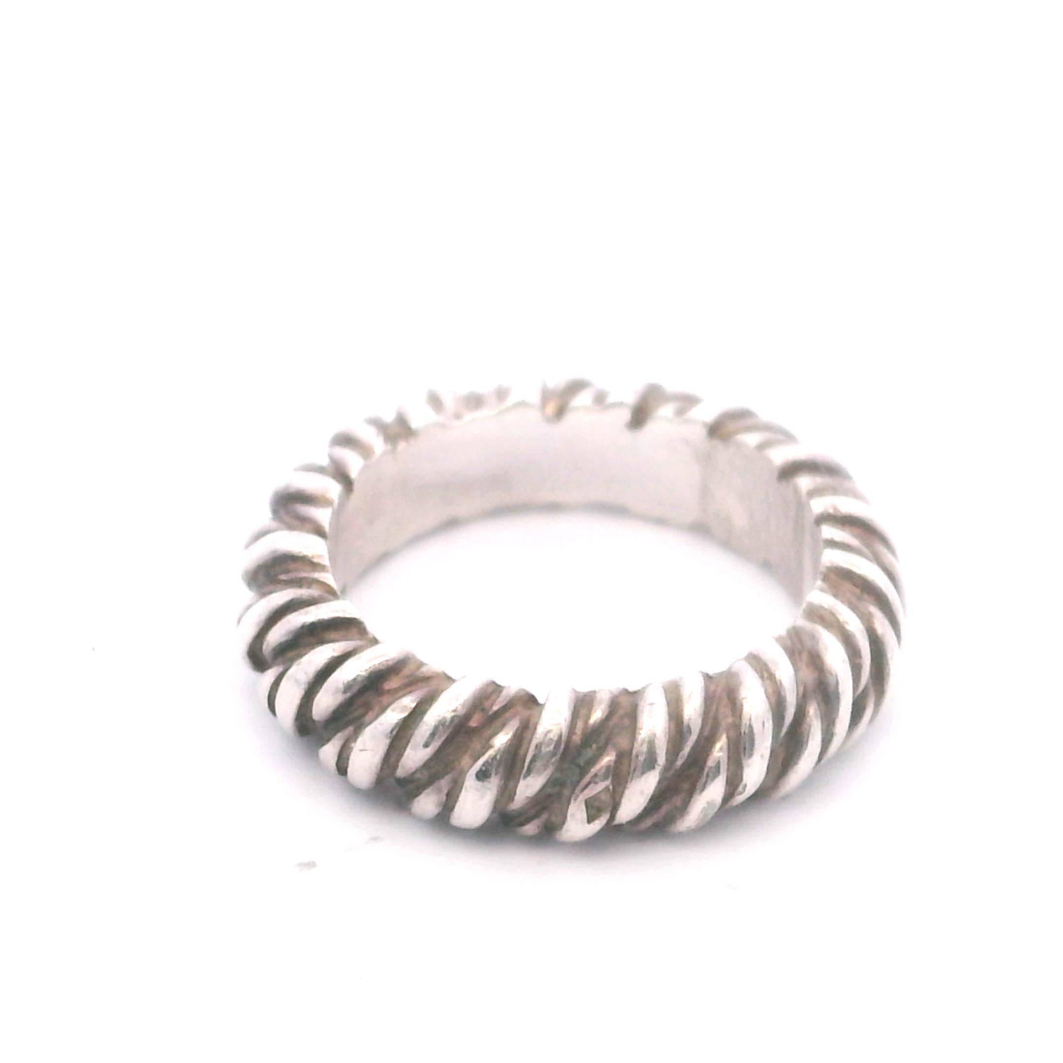 Vintage Hermes Twisted Silver Band Ring