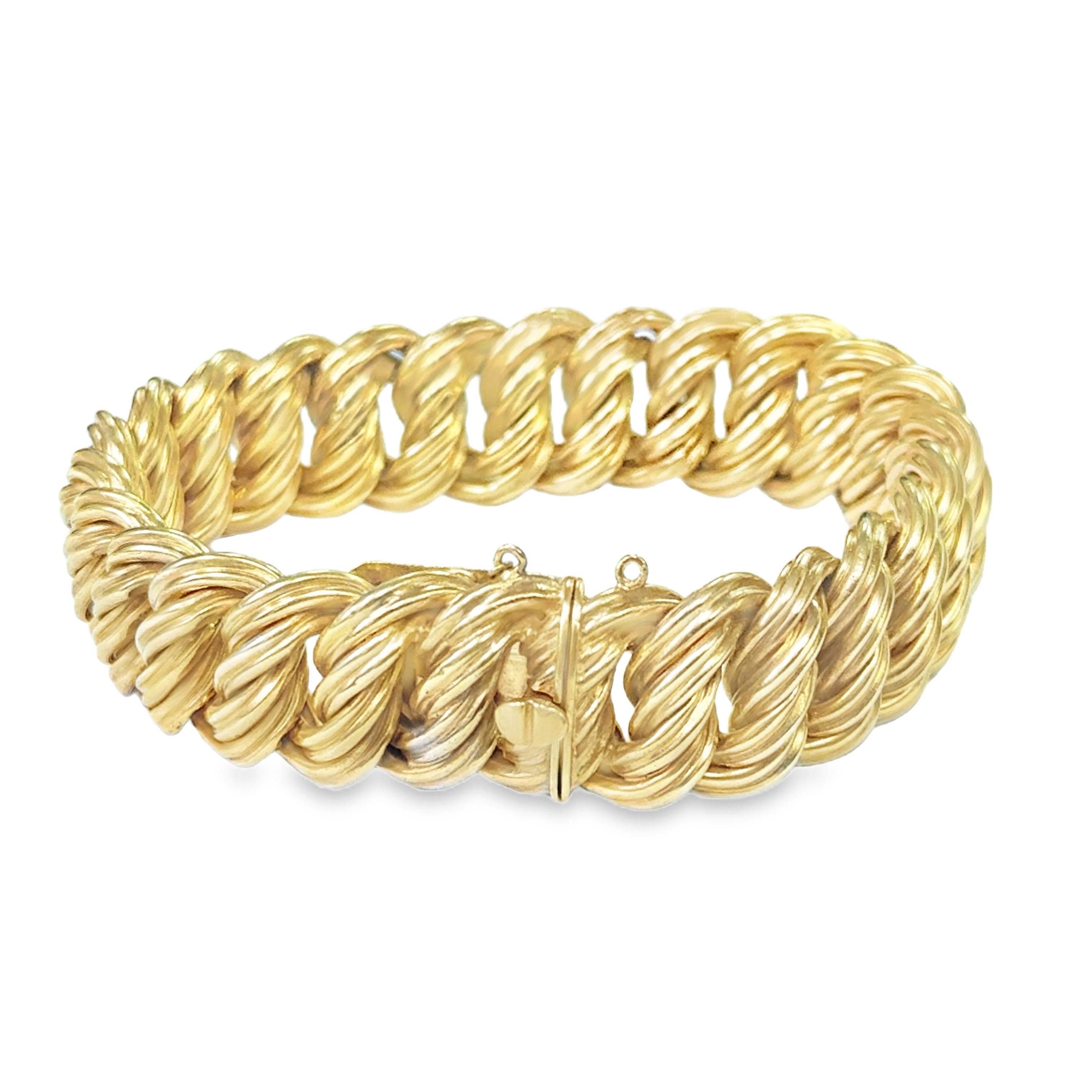 1960s Twisted Gold Chain Bracelet in 14k Yellow Gold