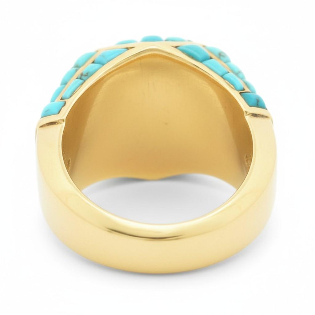 French 1940s Turquoise and Ruby Geometric Ring