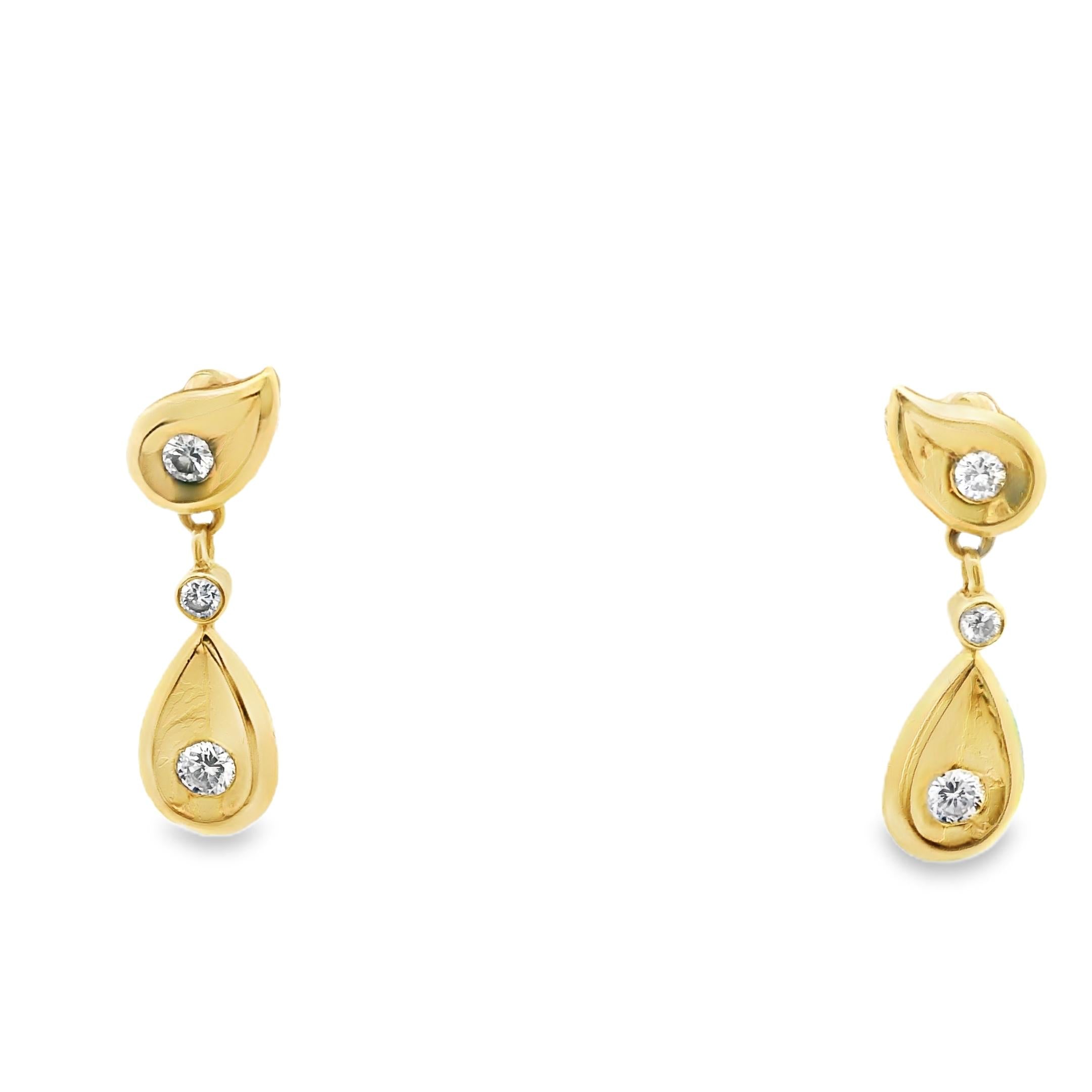 Cartier 1980s Diamond Drop Earrings in 18k Yellow Gold