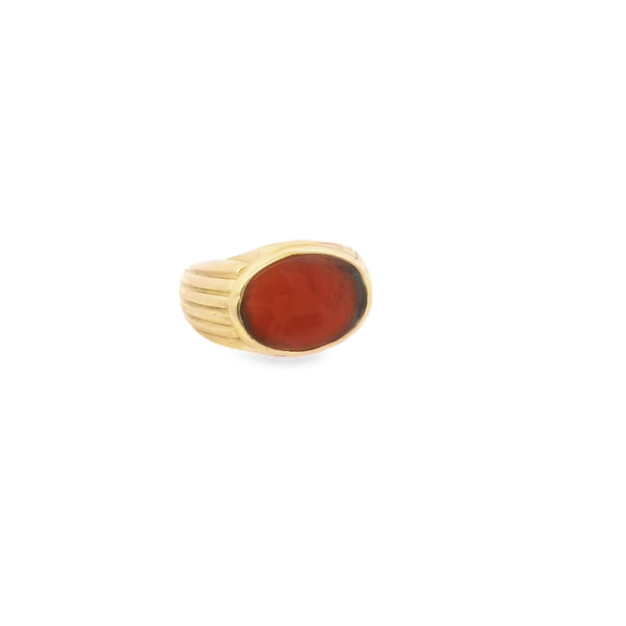 18K Bulgari Pegasus Agate Intaglio Ring