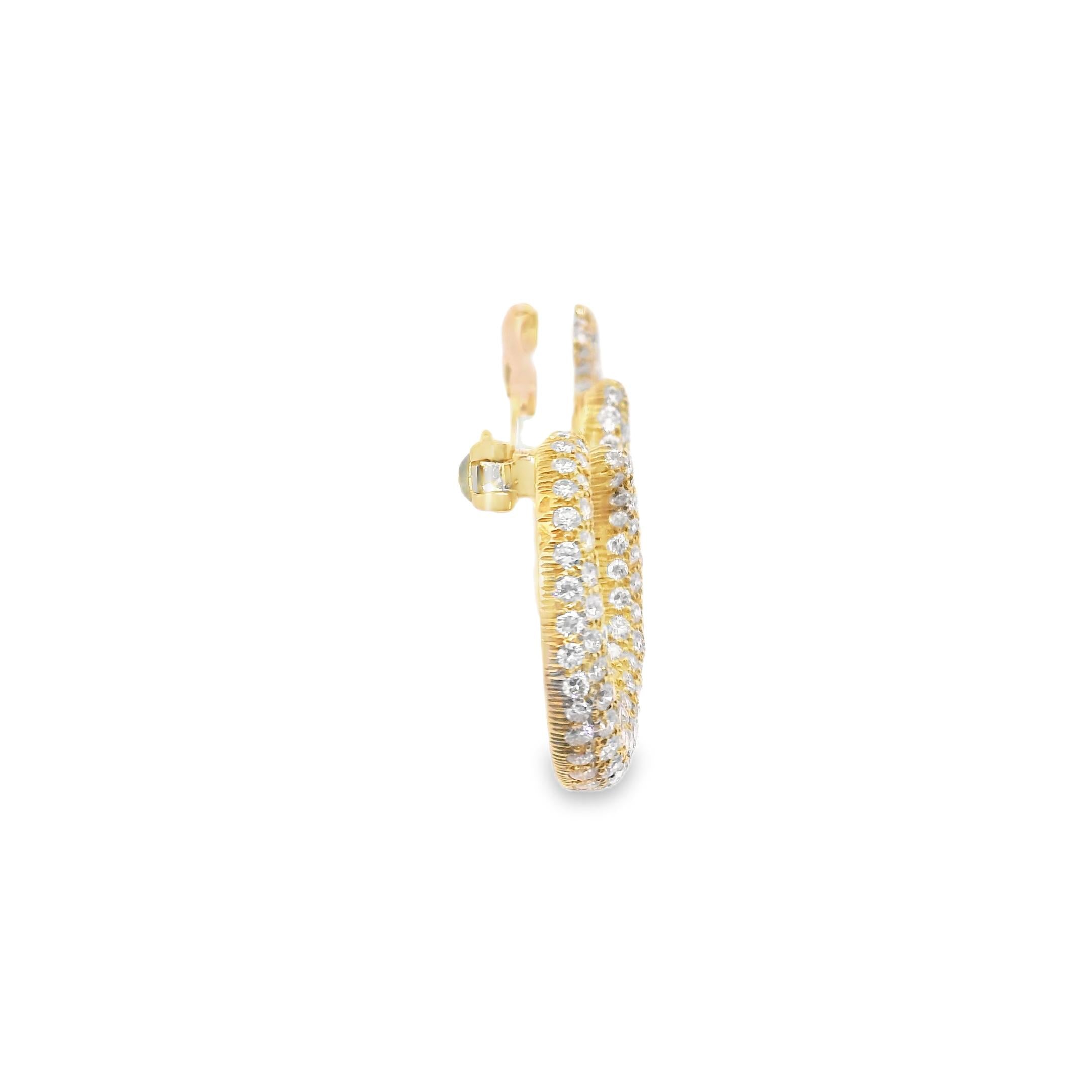 1980s Cartier Pavé Diamond Hoop Earrings in 18k Yellow Gold – 5.73ctw, 14.2g