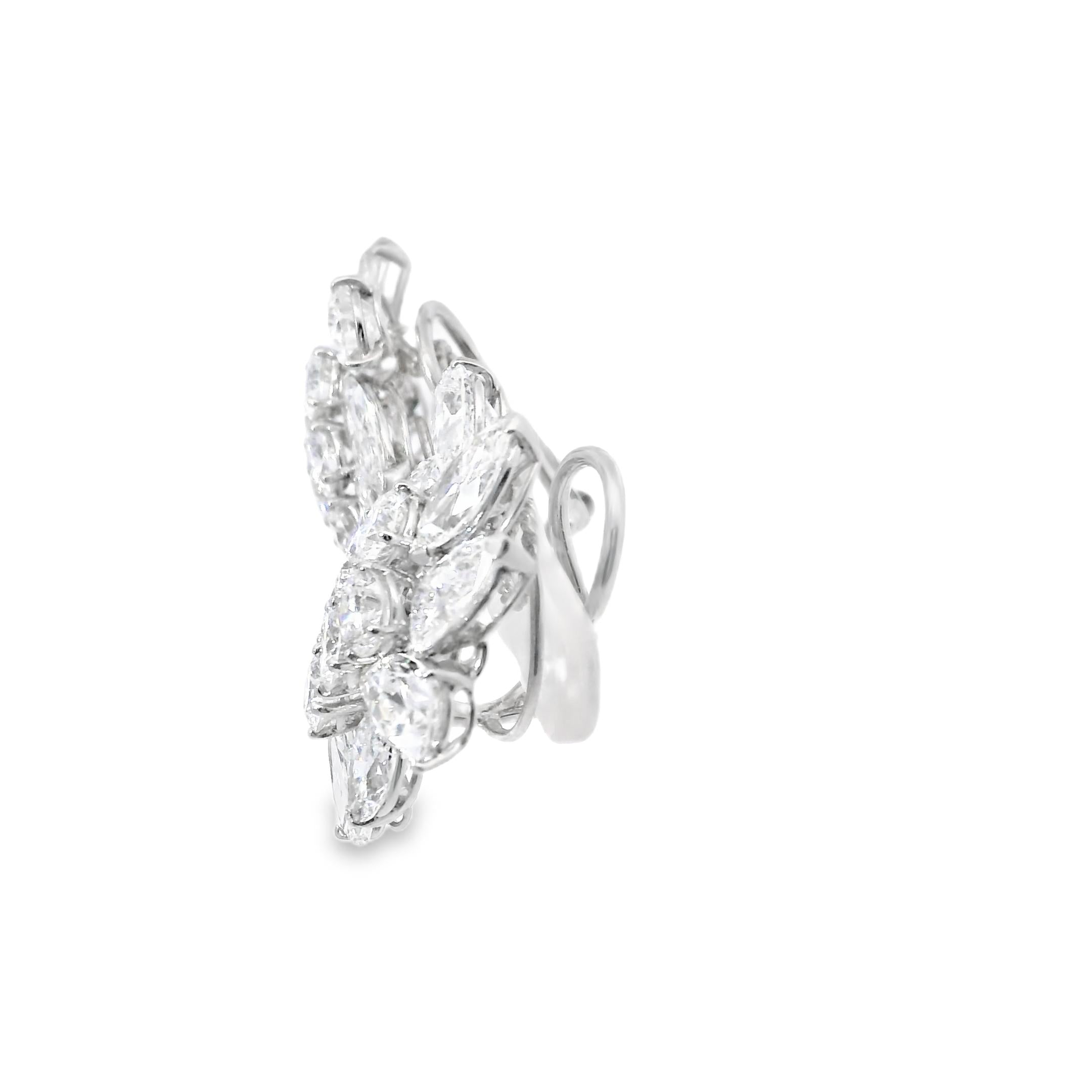 GIA-Certified 15.73 Carat Diamond Cluster Earrings in Platinum