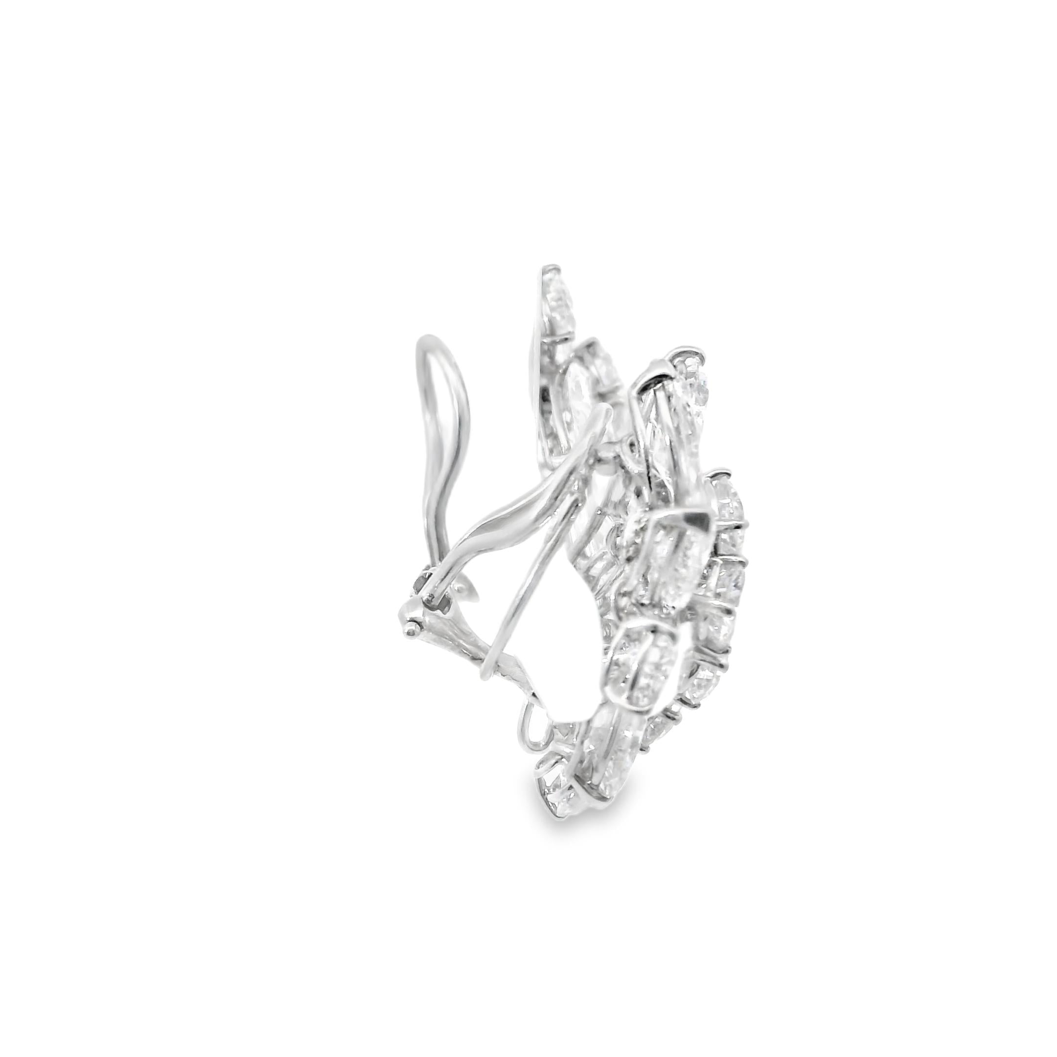 GIA-Certified 15.73 Carat Diamond Cluster Earrings in Platinum