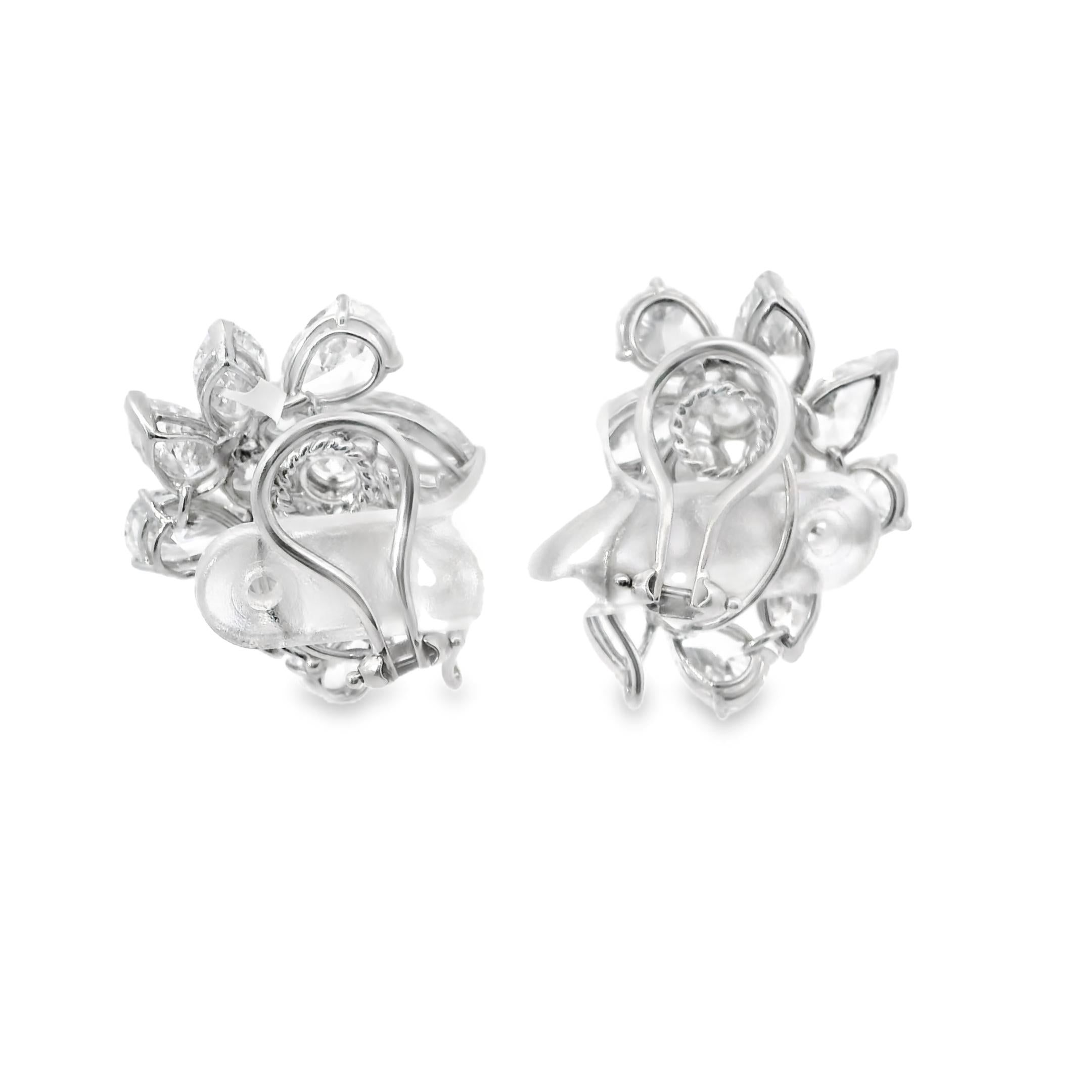 GIA-Certified 15.73 Carat Diamond Cluster Earrings in Platinum