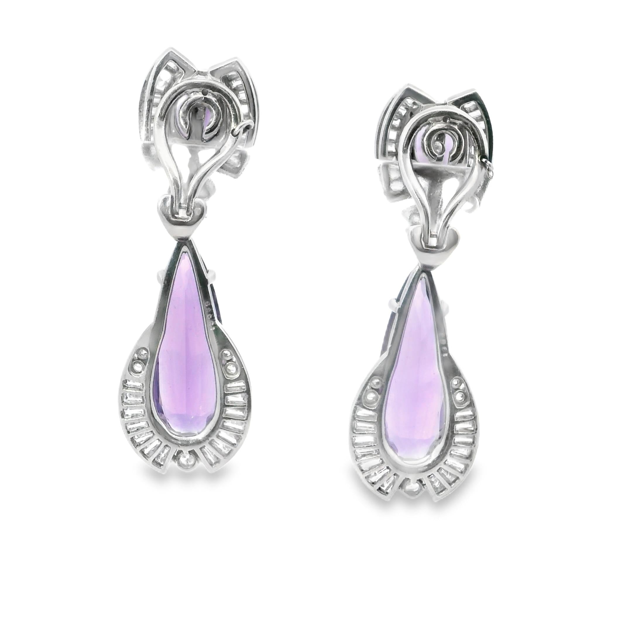 Platinum 1960s Diamond Amethyst Earrings
