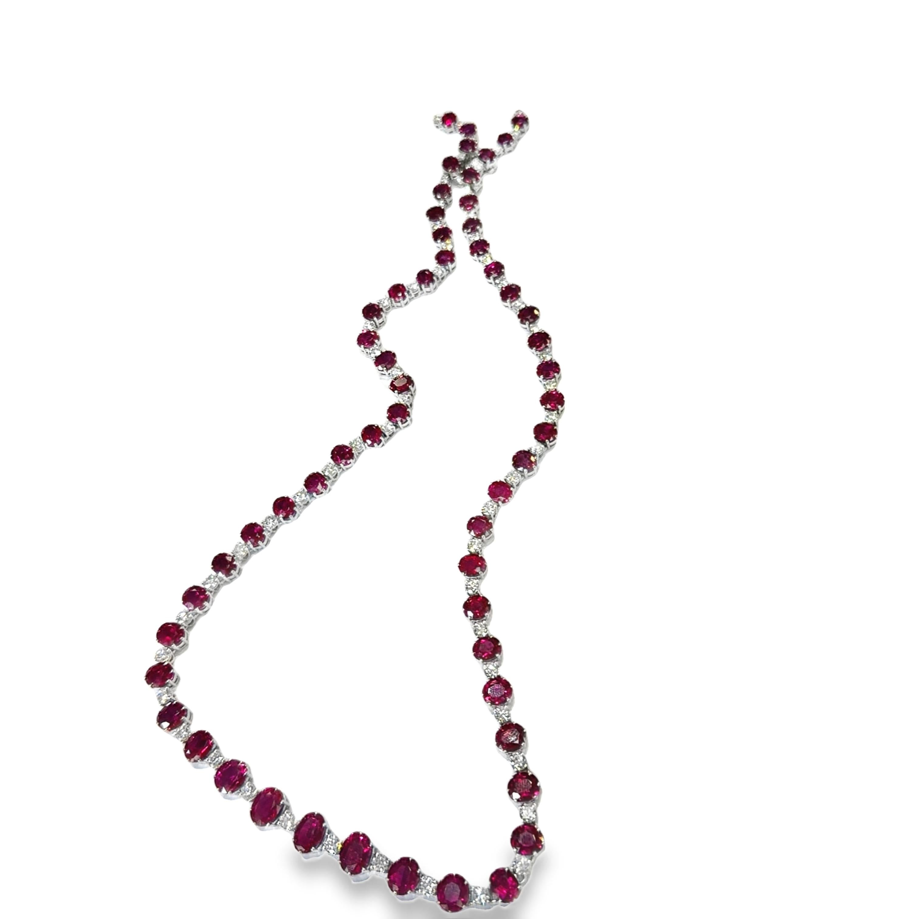 A 18k white gold Ruby 51.09 ct and diamond Necklace
