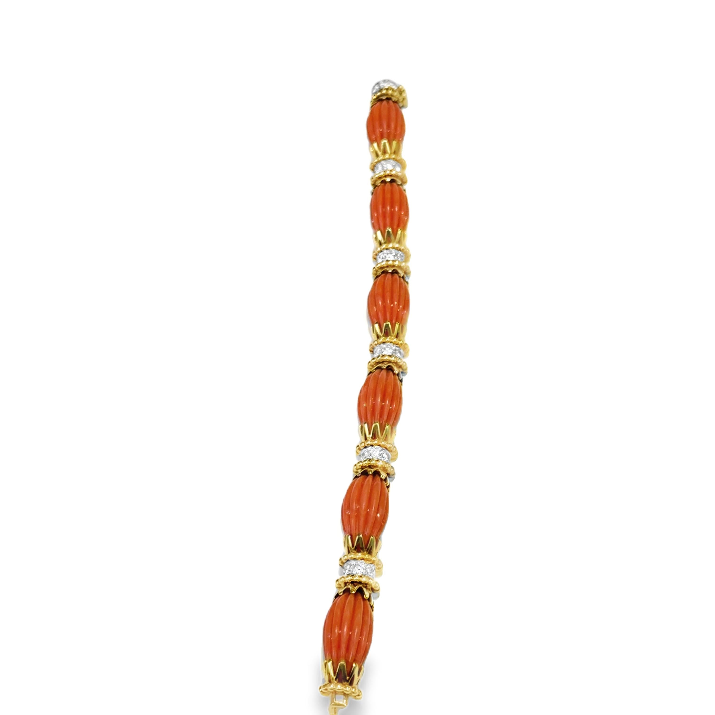 1970's Coral & Diamond Bracelet by Van cleef and Arpels
