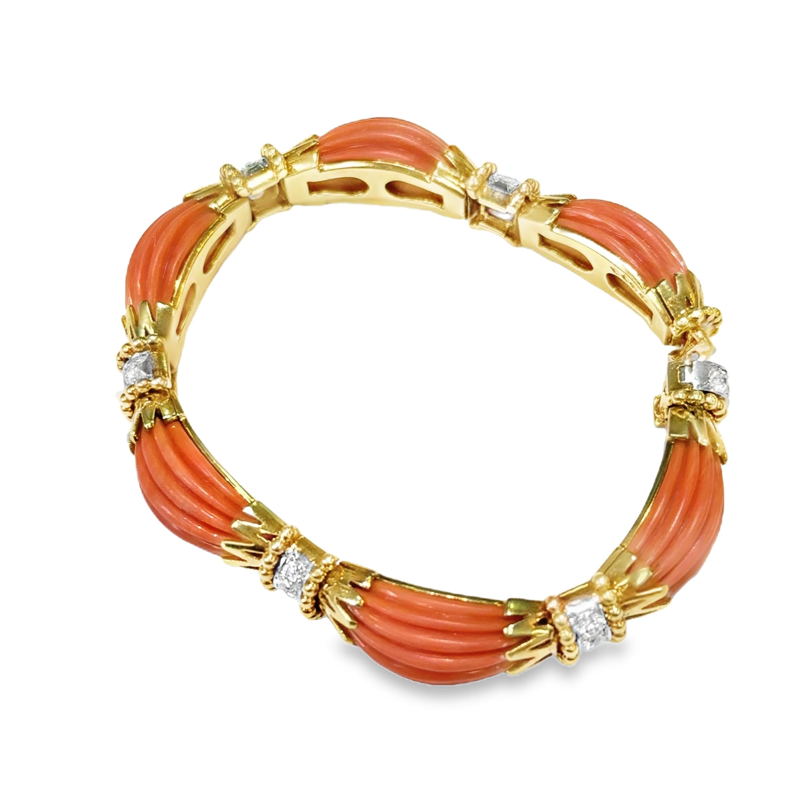 1970's Coral & Diamond Bracelet by Van cleef and Arpels