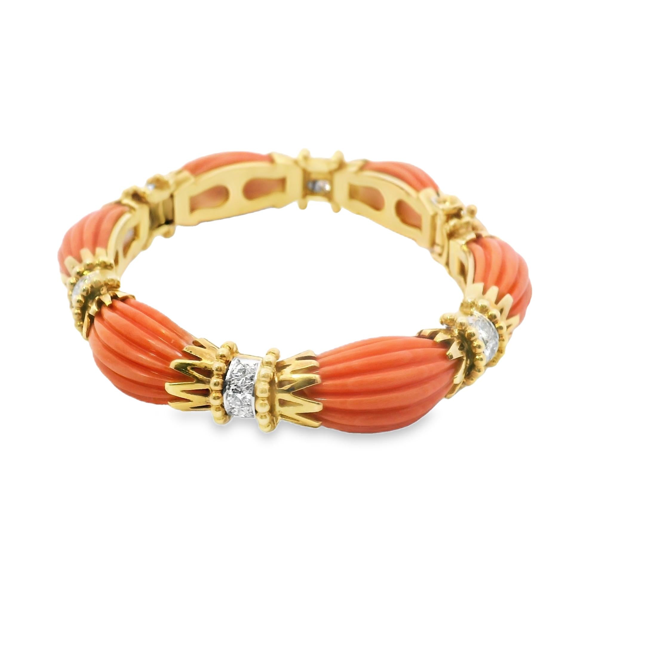 1970's Coral & Diamond Bracelet by Van cleef and Arpels