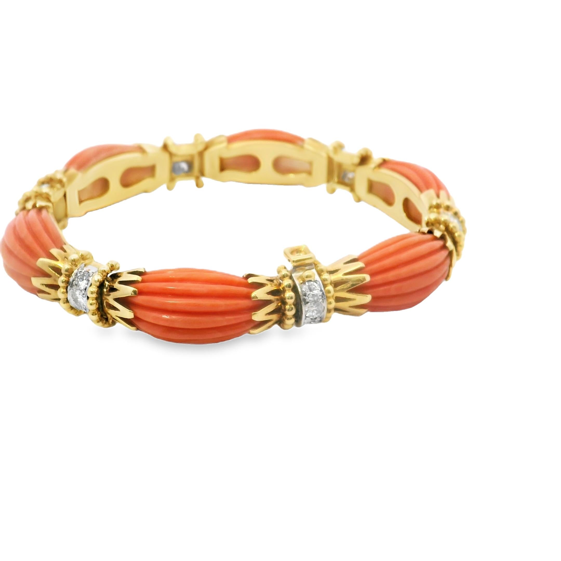 1970's Coral & Diamond Bracelet by Van cleef and Arpels