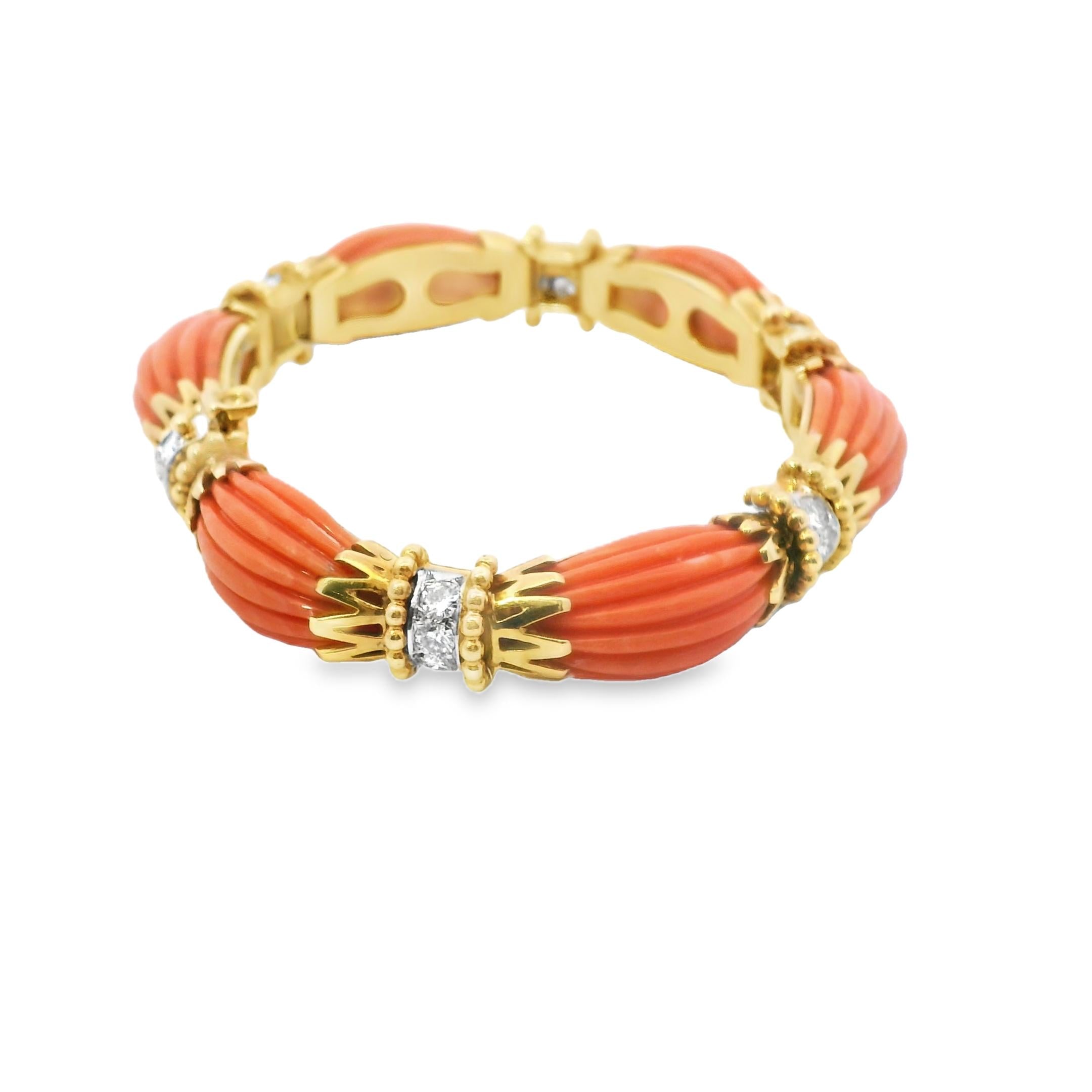 1970's Coral & Diamond Bracelet by Van cleef and Arpels