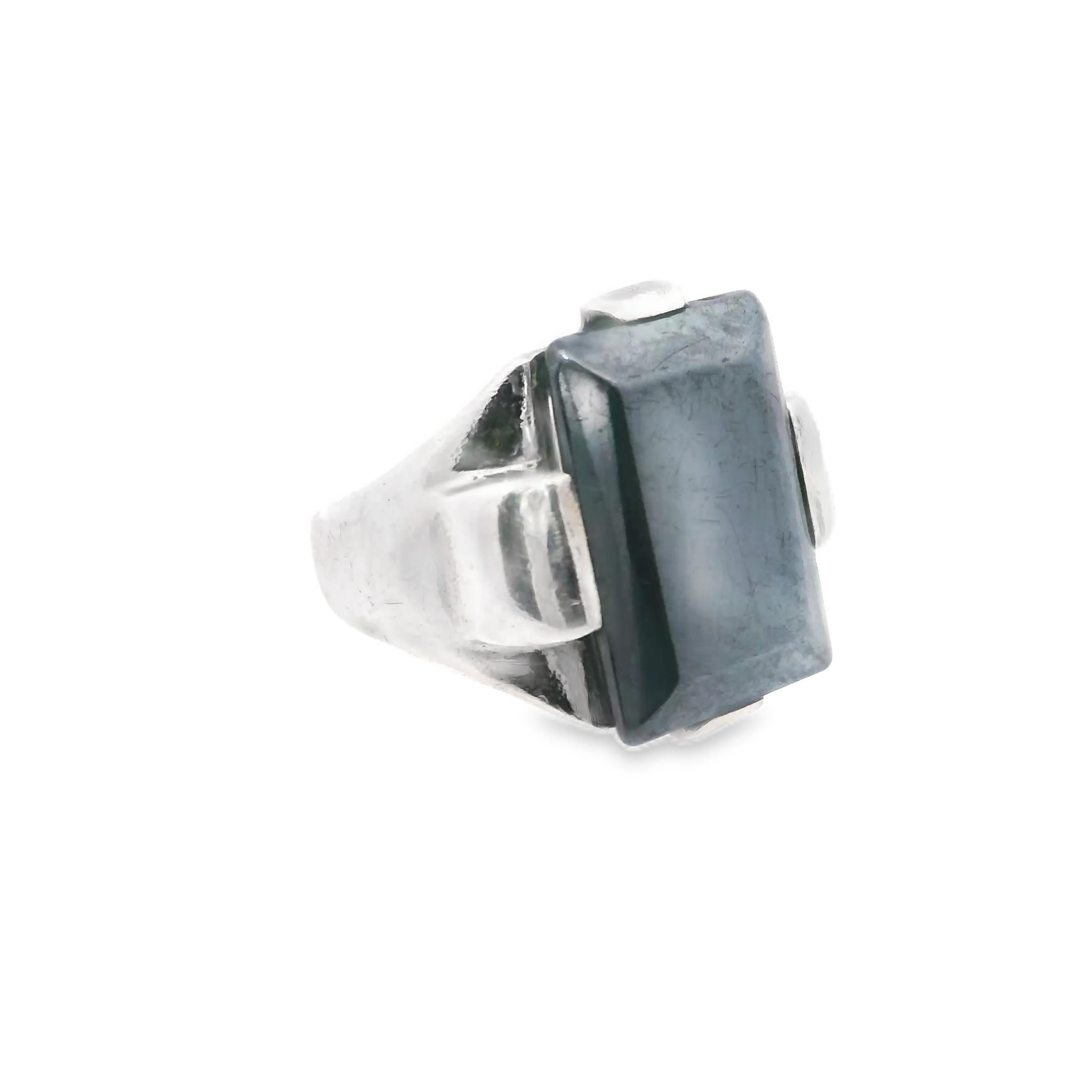Silver Retro Hematite Ring