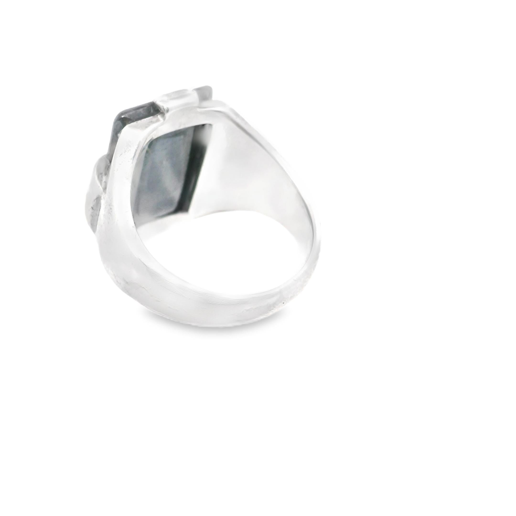Silver Retro Hematite Ring