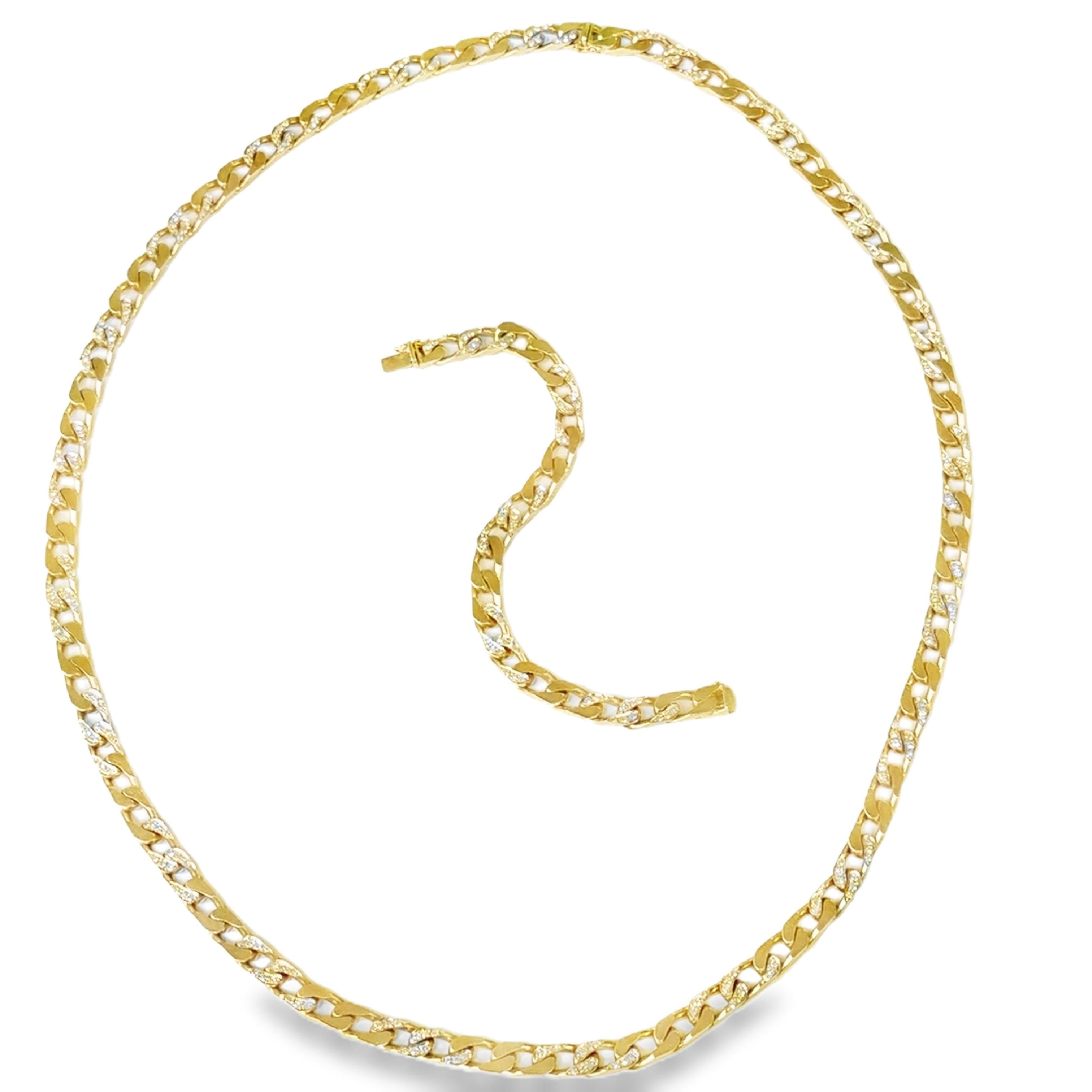 Bulgari 1970s Diamond Curb-Link Sautoir Necklace in Two-Tone Gold