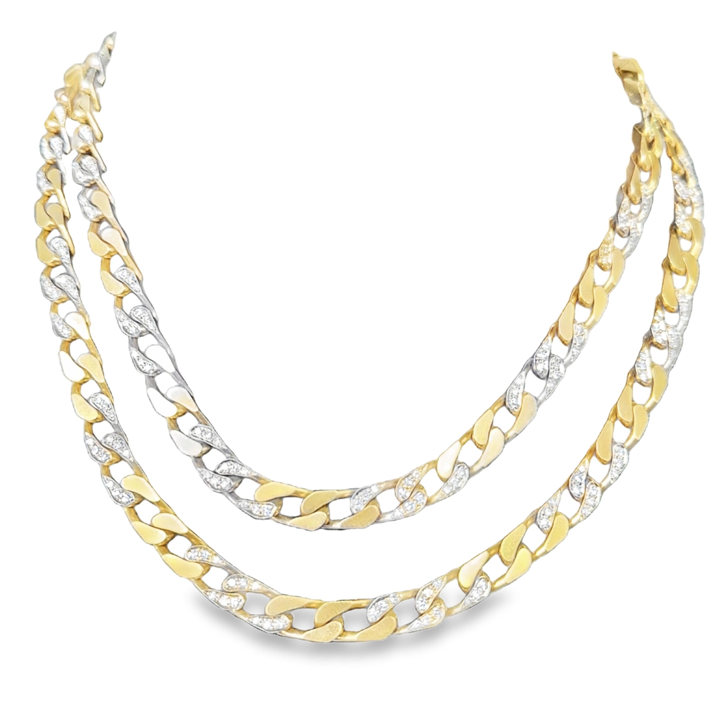 Bulgari 1970s Diamond Curb-Link Sautoir Necklace in Two-Tone Gold