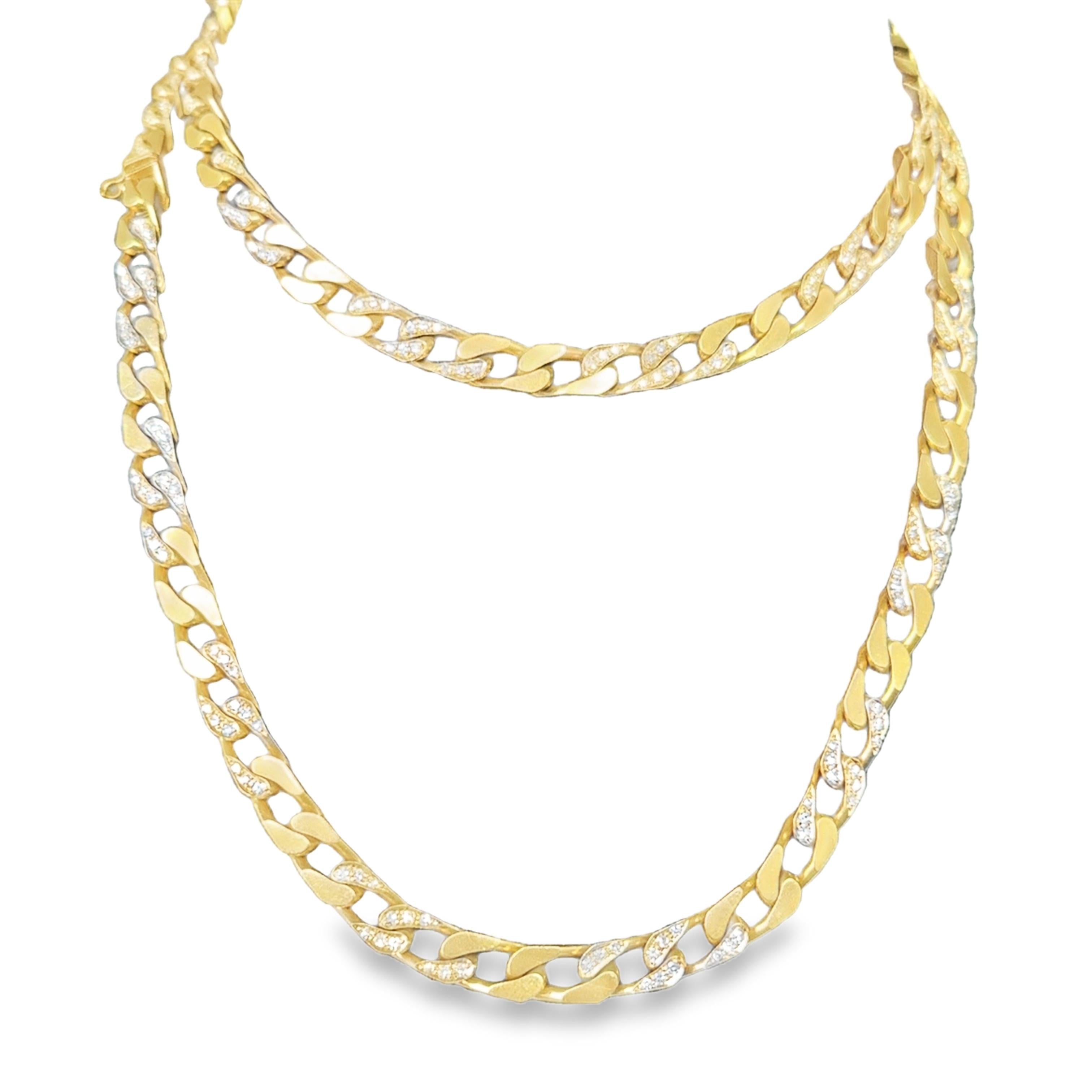 Bulgari 1970s Diamond Curb-Link Sautoir Necklace in Two-Tone Gold