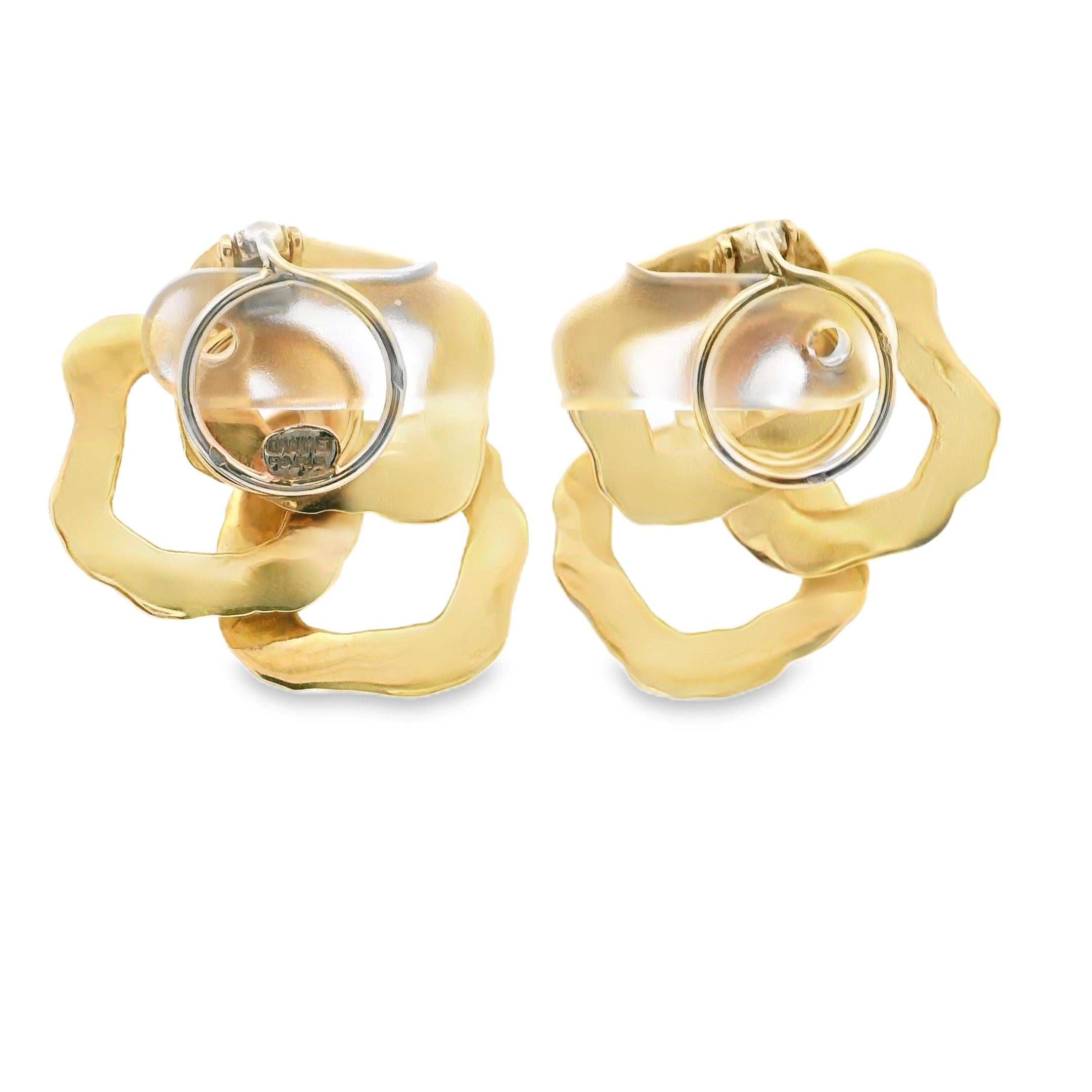 18K Chaumet Textured Gold Earrings