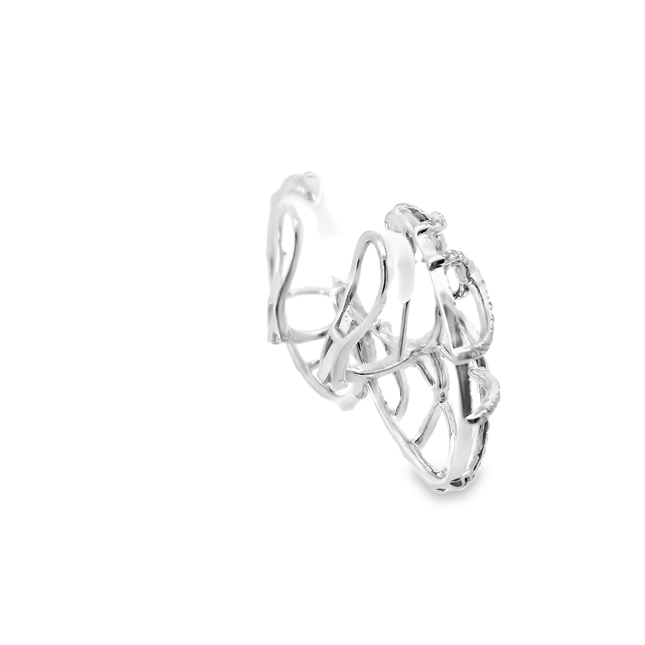 2000s Sculptural Diamond Hoop Earrings in 18k White Gold