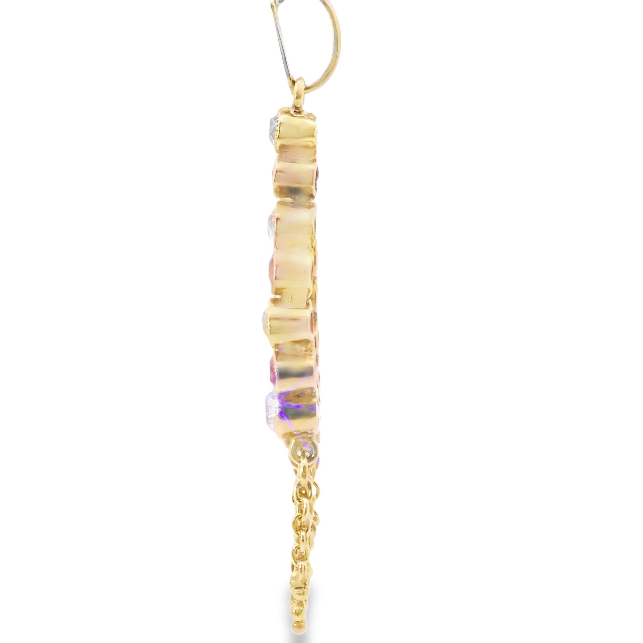 18k Yellow Gold Victorian Geometrical Ruby & Diamond Pendant