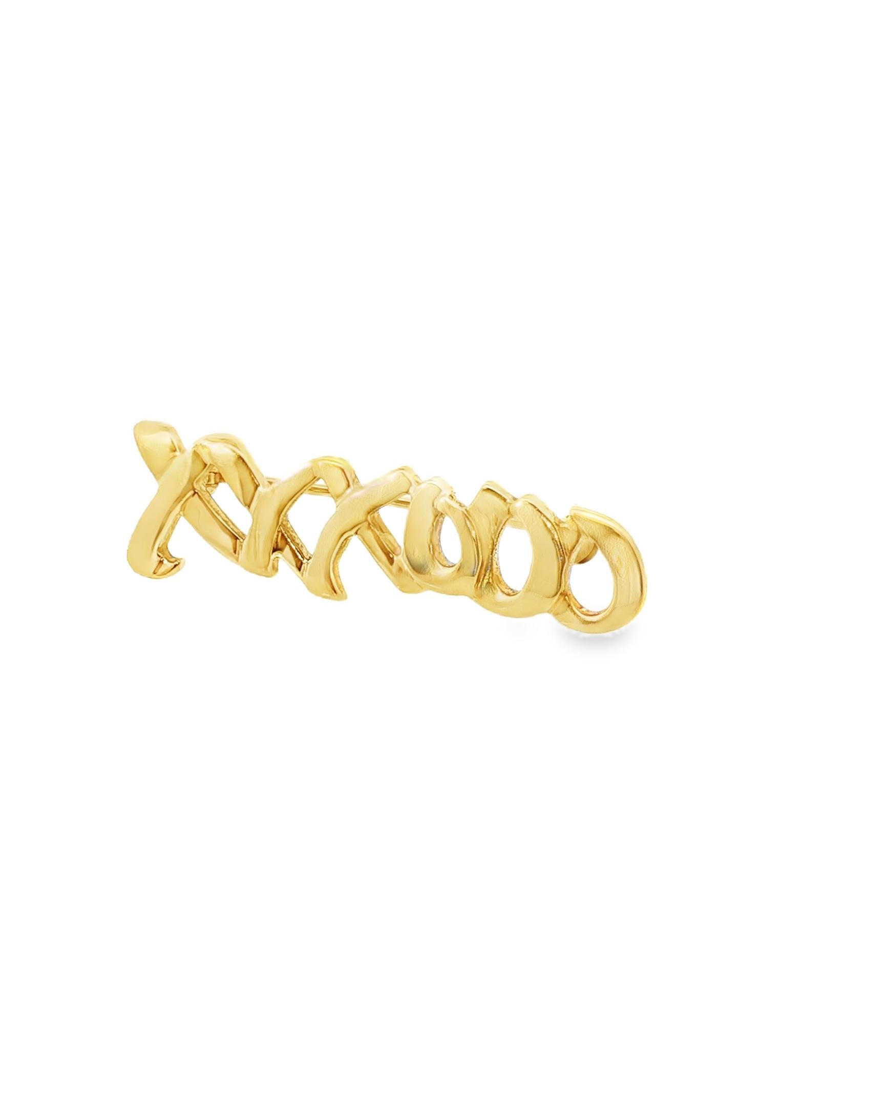1983 Tiffany & Co. XOXO Brooch Pin in 18K Yellow Gold