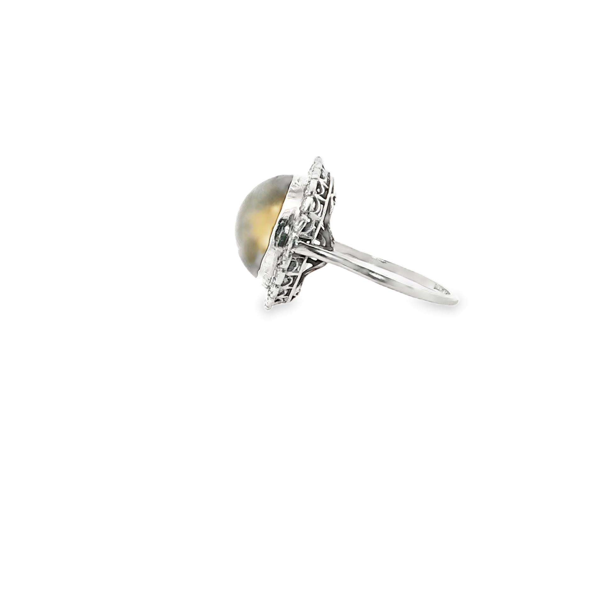 Platinum Cat’s Eye and Diamond Ring, Circa 1920