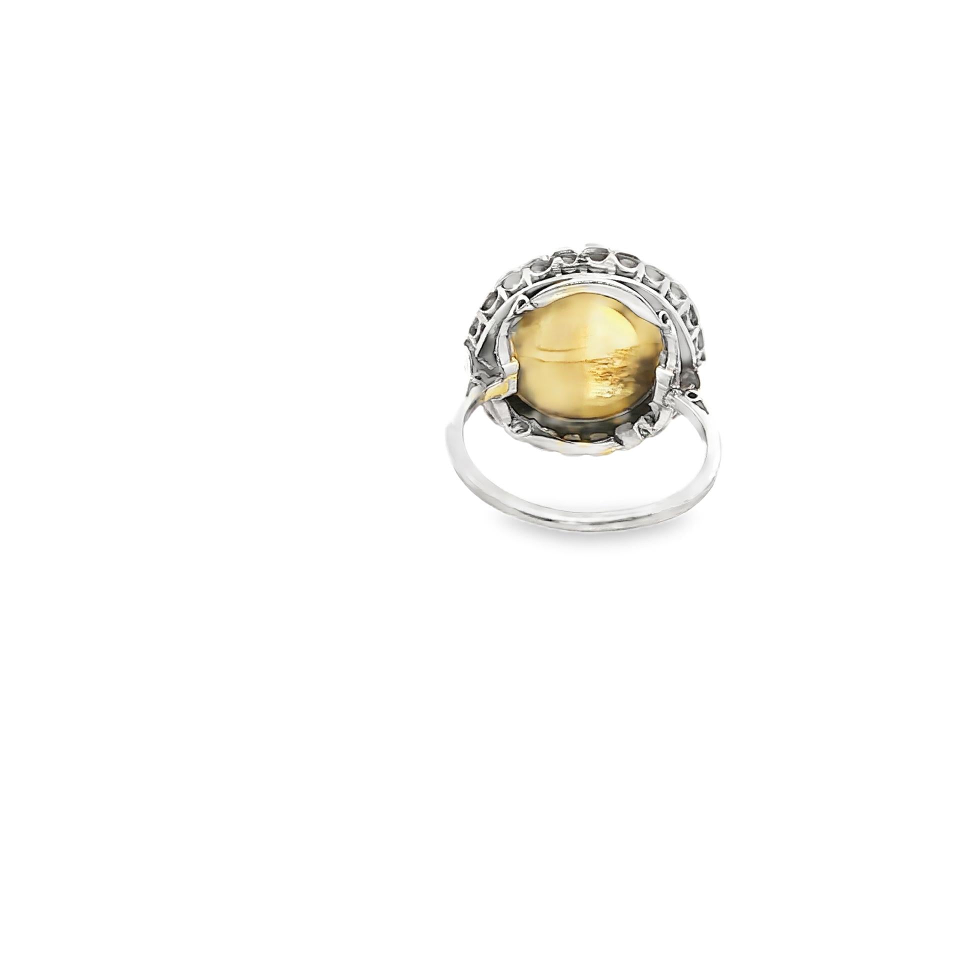 Platinum Cat’s Eye and Diamond Ring, Circa 1920