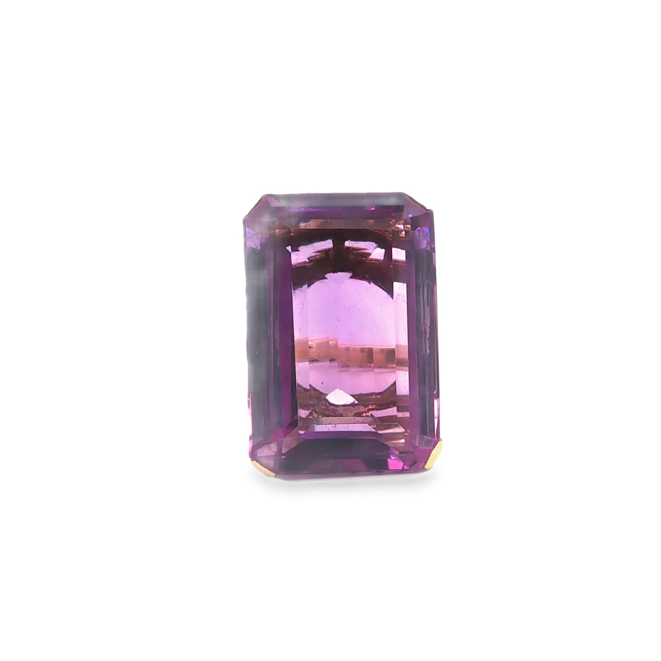 French 1970s Amethyst Ring, 66.14 Carats in 18k Gold