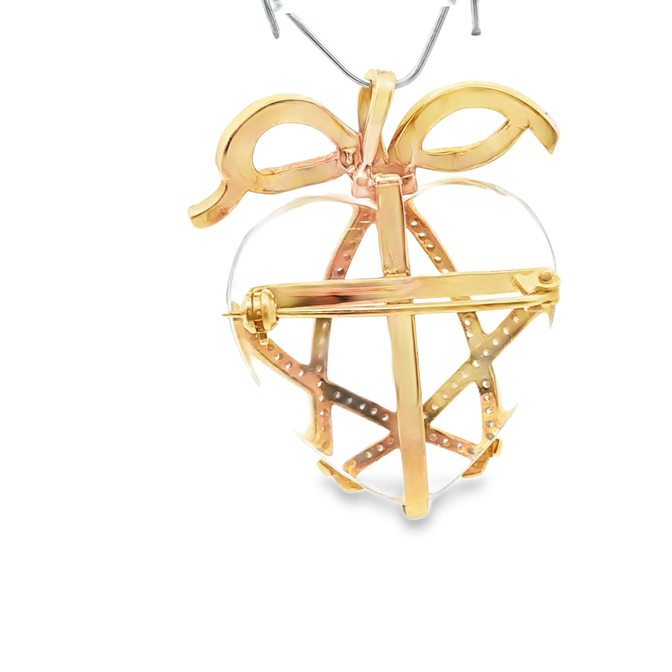 18K 1950's Crystal Diamond Heart Pendant