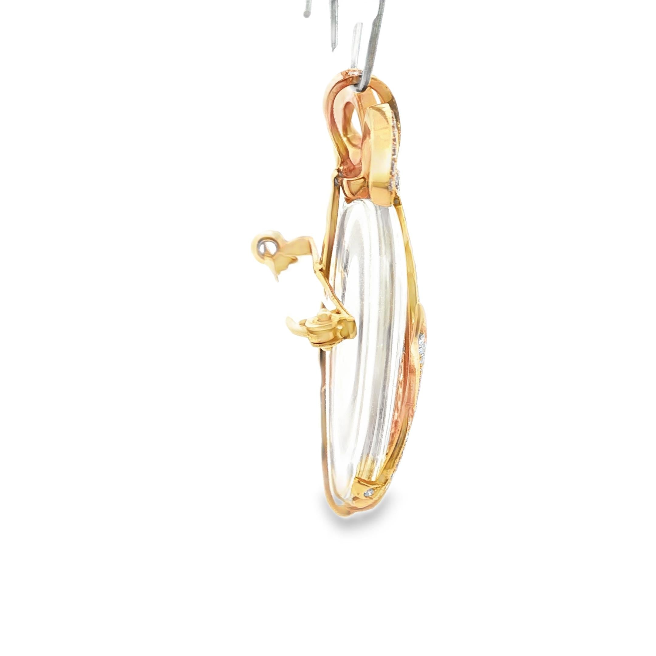 18K 1950's Crystal Diamond Heart Pendant