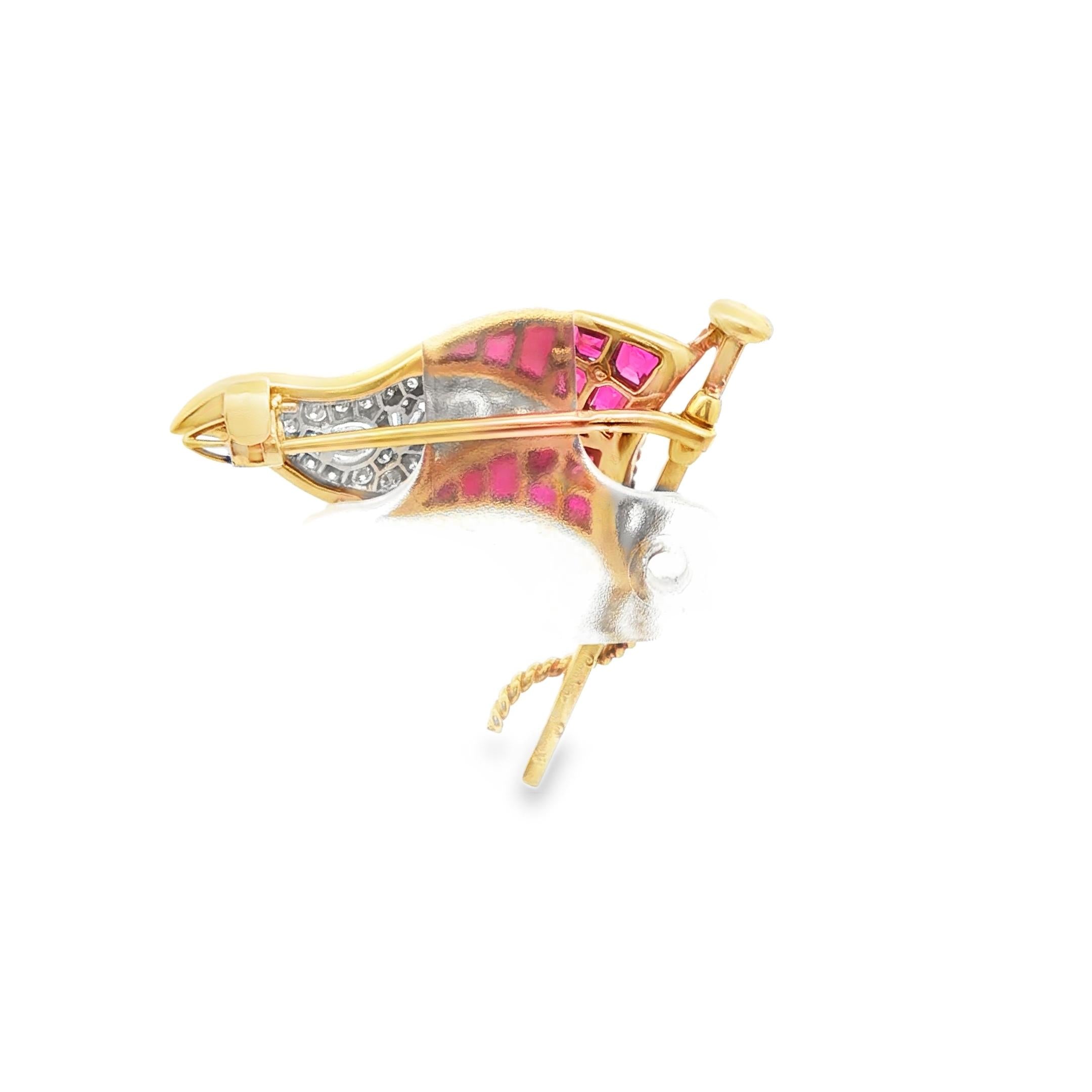 Cartier Paris Ruby and Diamond Cartier Nautial Club Flag Brooch