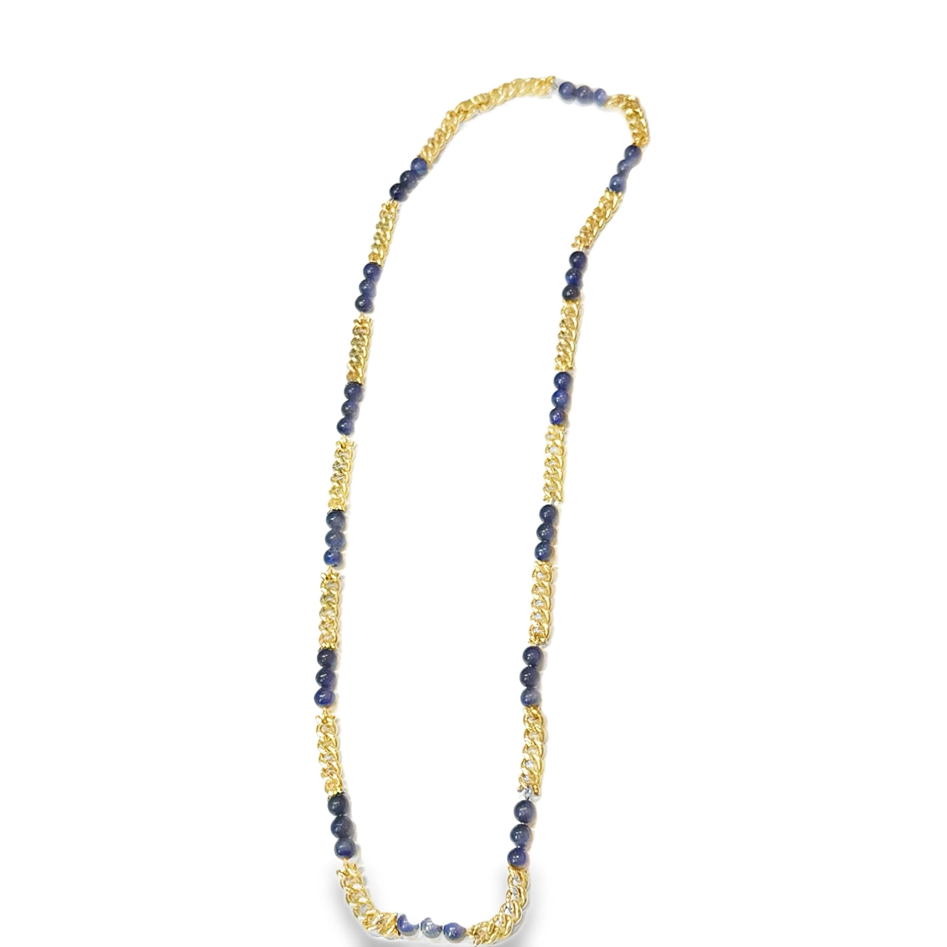 18K Van Cleef & Arpels Lapis Beads 1960 Chain Necklace