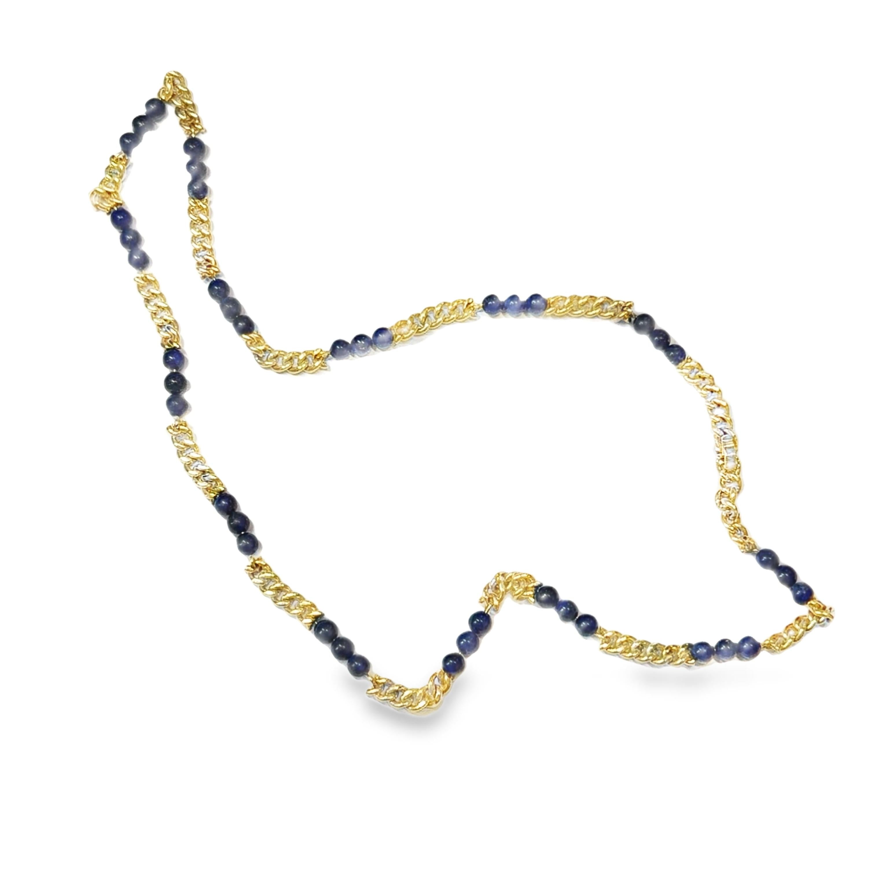18K Van Cleef & Arpels Lapis Beads 1960 Chain Necklace