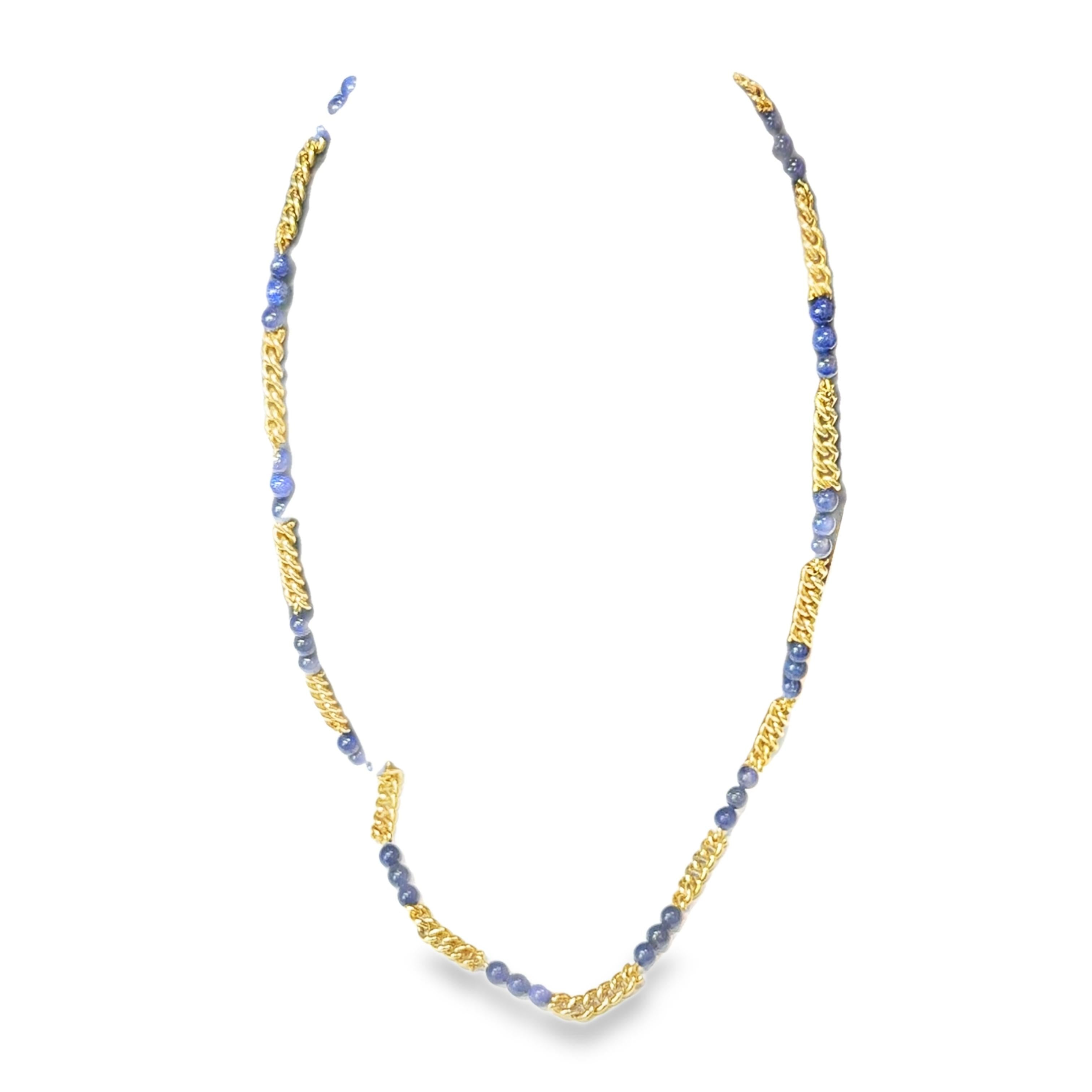 18K Van Cleef & Arpels Lapis Beads 1960 Chain Necklace