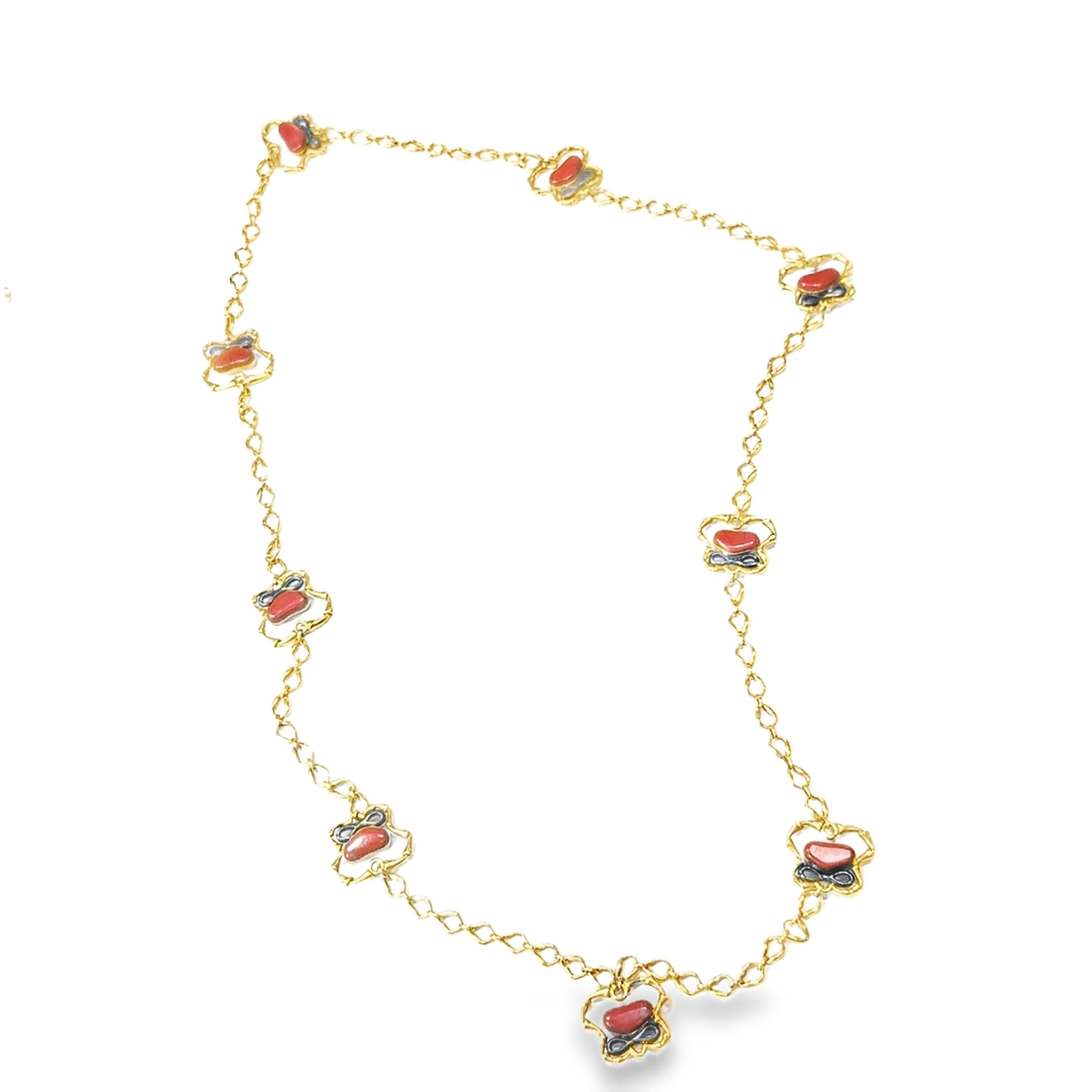 Bulgari Reversible Malachite and Jasper Long Chain Necklace, 1960s