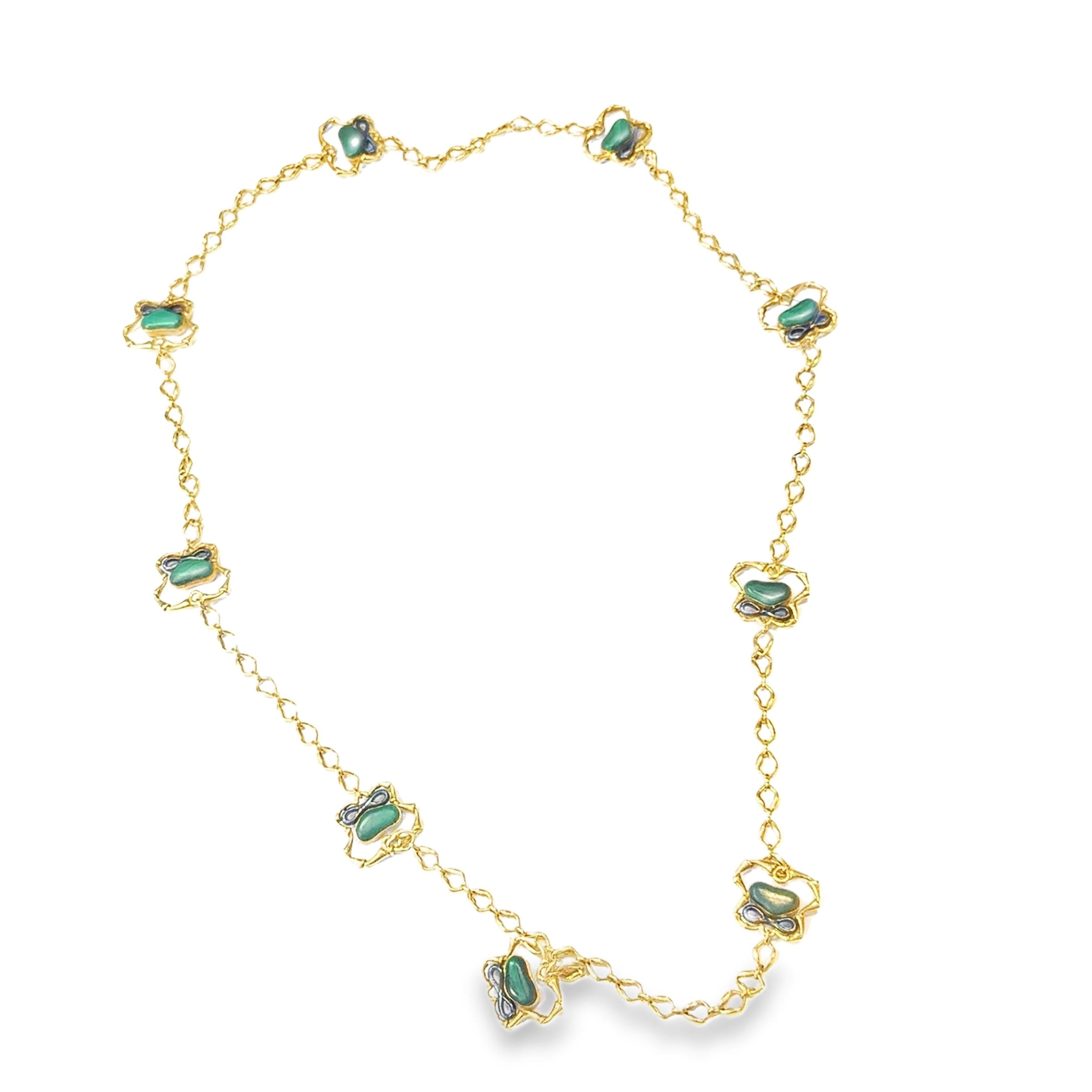 Bulgari Reversible Malachite and Jasper Long Chain Necklace, 1960s