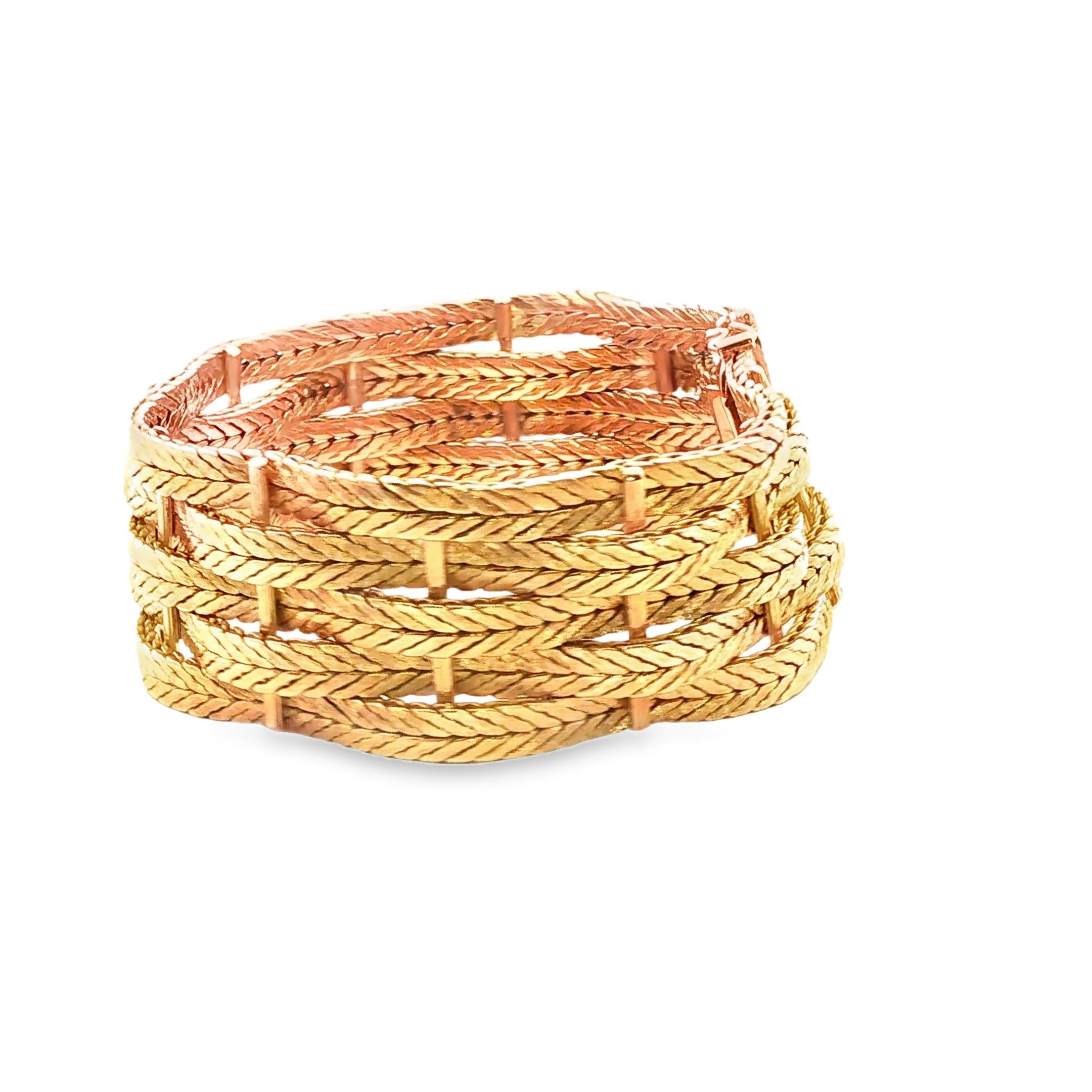 18K Yellow Gold Italian 1960's Woven Braided Bracelet