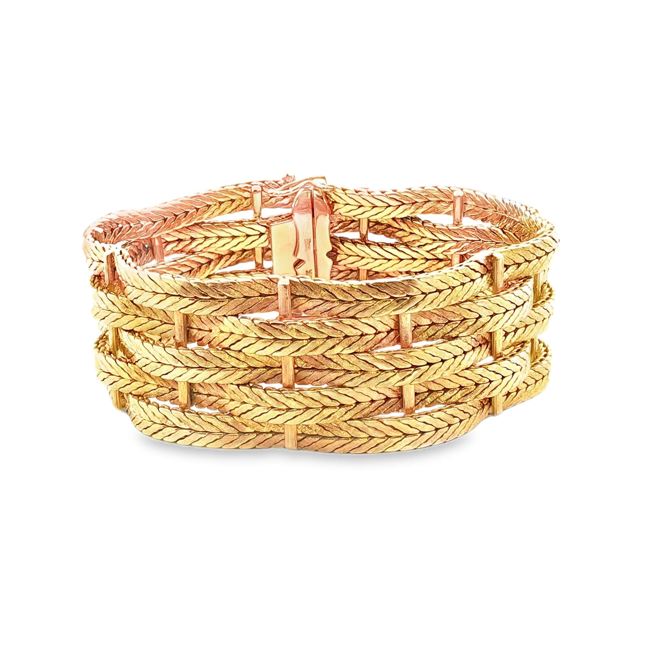 18K Yellow Gold Italian 1960's Woven Braided Bracelet