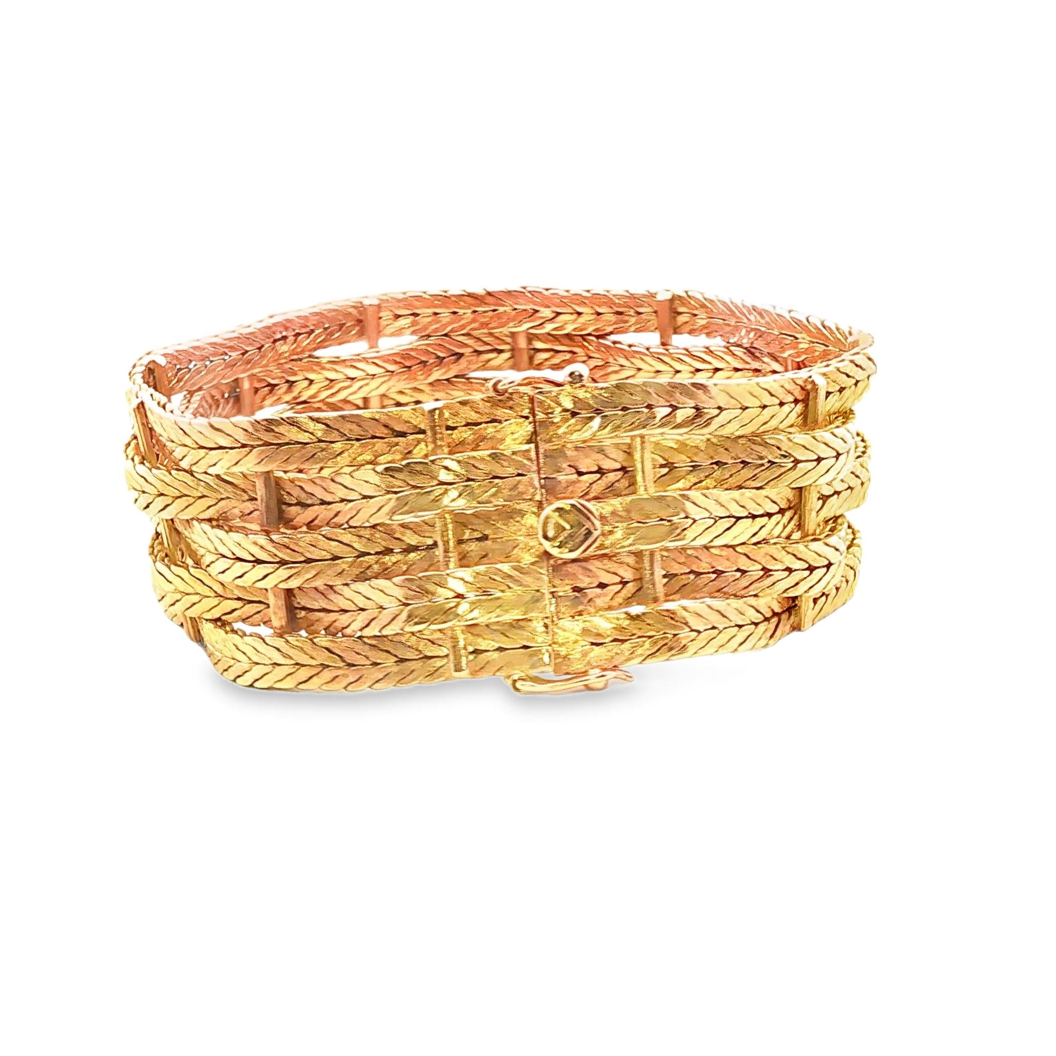 18K Yellow Gold Italian 1960's Woven Braided Bracelet