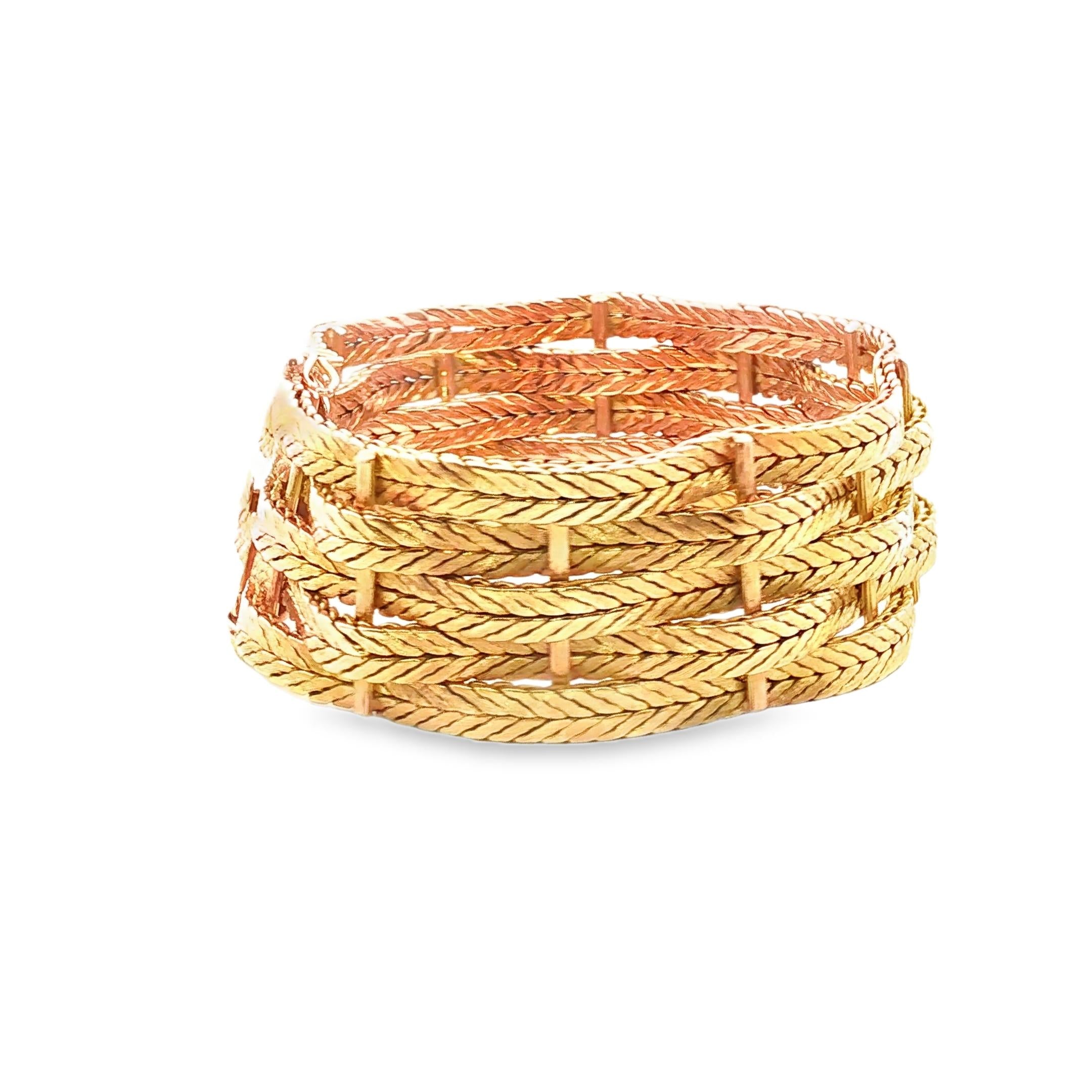 18K Yellow Gold Italian 1960's Woven Braided Bracelet