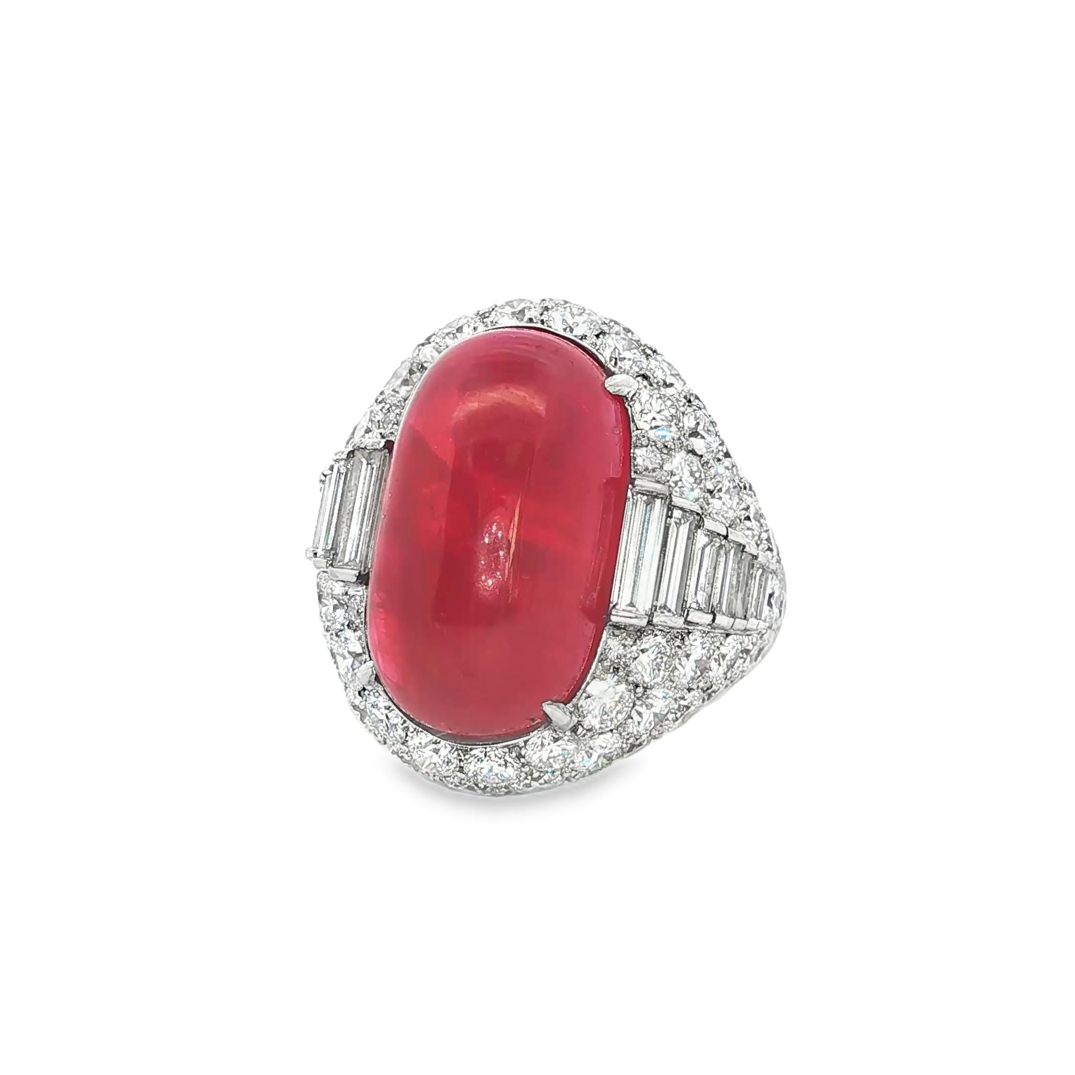 Bulgari No-Heat Ruby and Diamond Cocktail Ring in Platinum