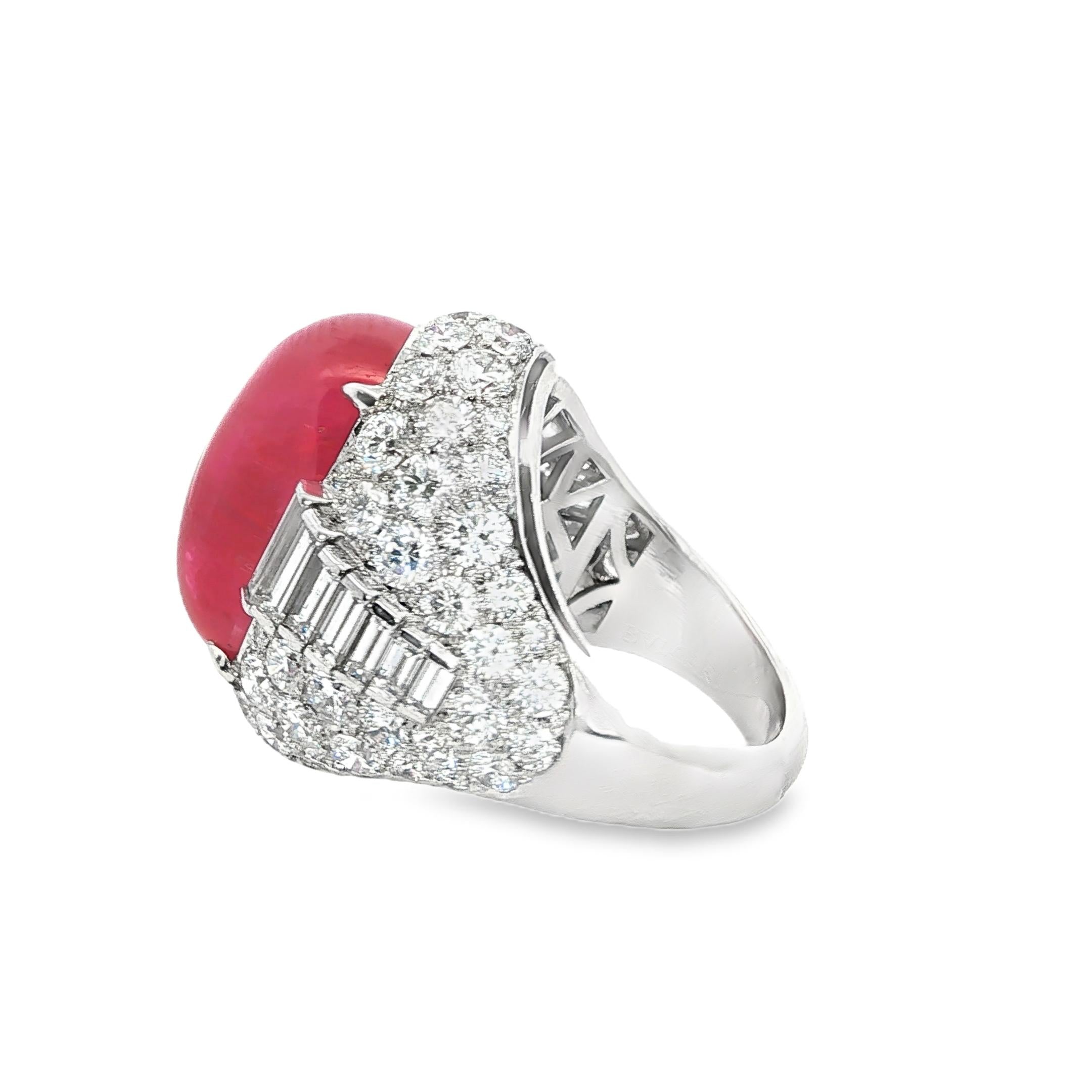 Bulgari No-Heat Ruby and Diamond Cocktail Ring in Platinum