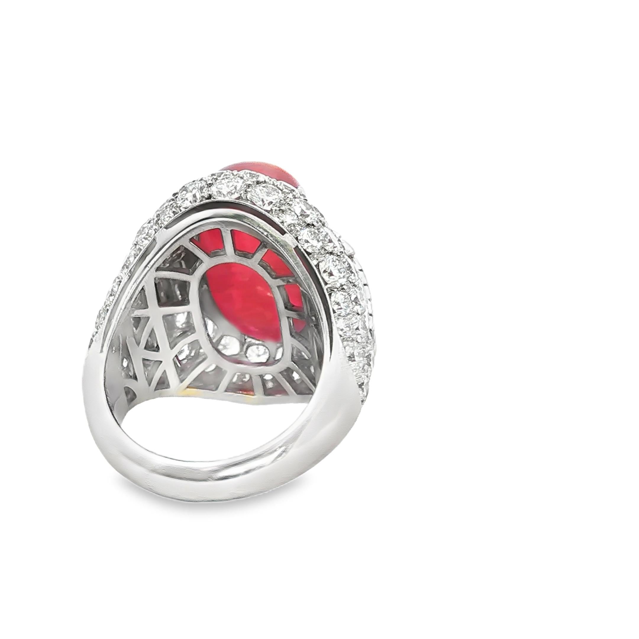 Bulgari No-Heat Ruby and Diamond Cocktail Ring in Platinum