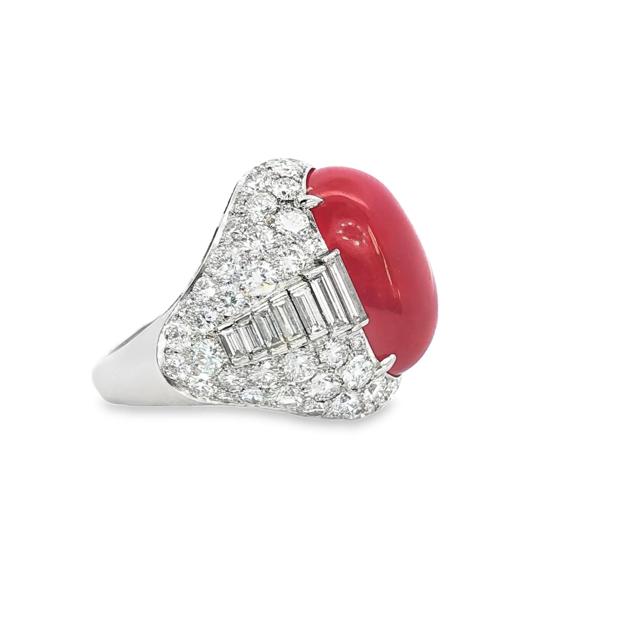 Bulgari No-Heat Ruby and Diamond Cocktail Ring in Platinum