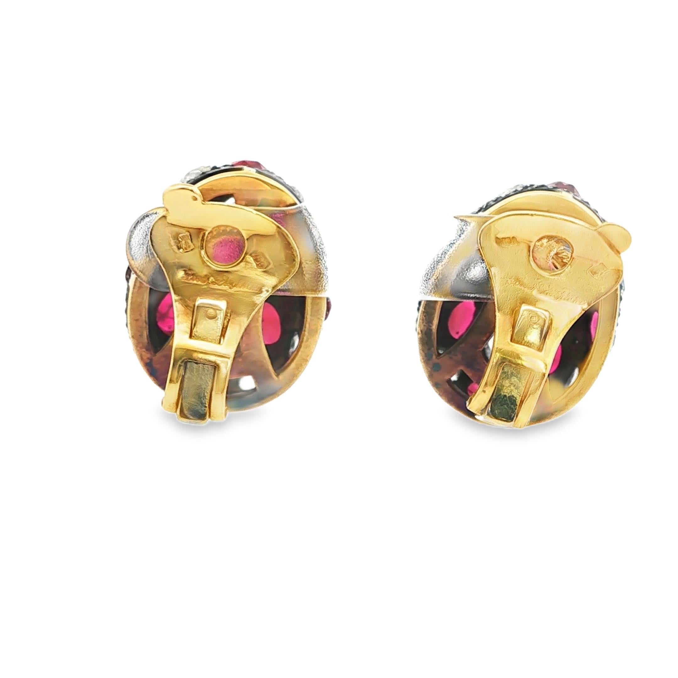 Fred Leighton Ruby and Diamond Earrings in 18k Yellow Gold