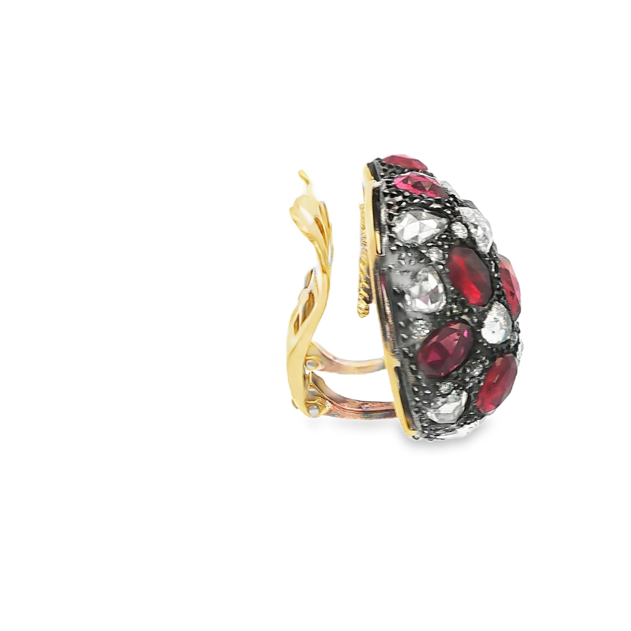 Fred Leighton Ruby and Diamond Earrings in 18k Yellow Gold